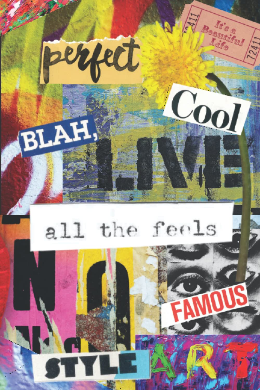 Colorful Modern Urban Collage Wreck it, Art Creative Notebook Journal for teens and adults: 6x9 inch 120 blank pages for creative art or collaging