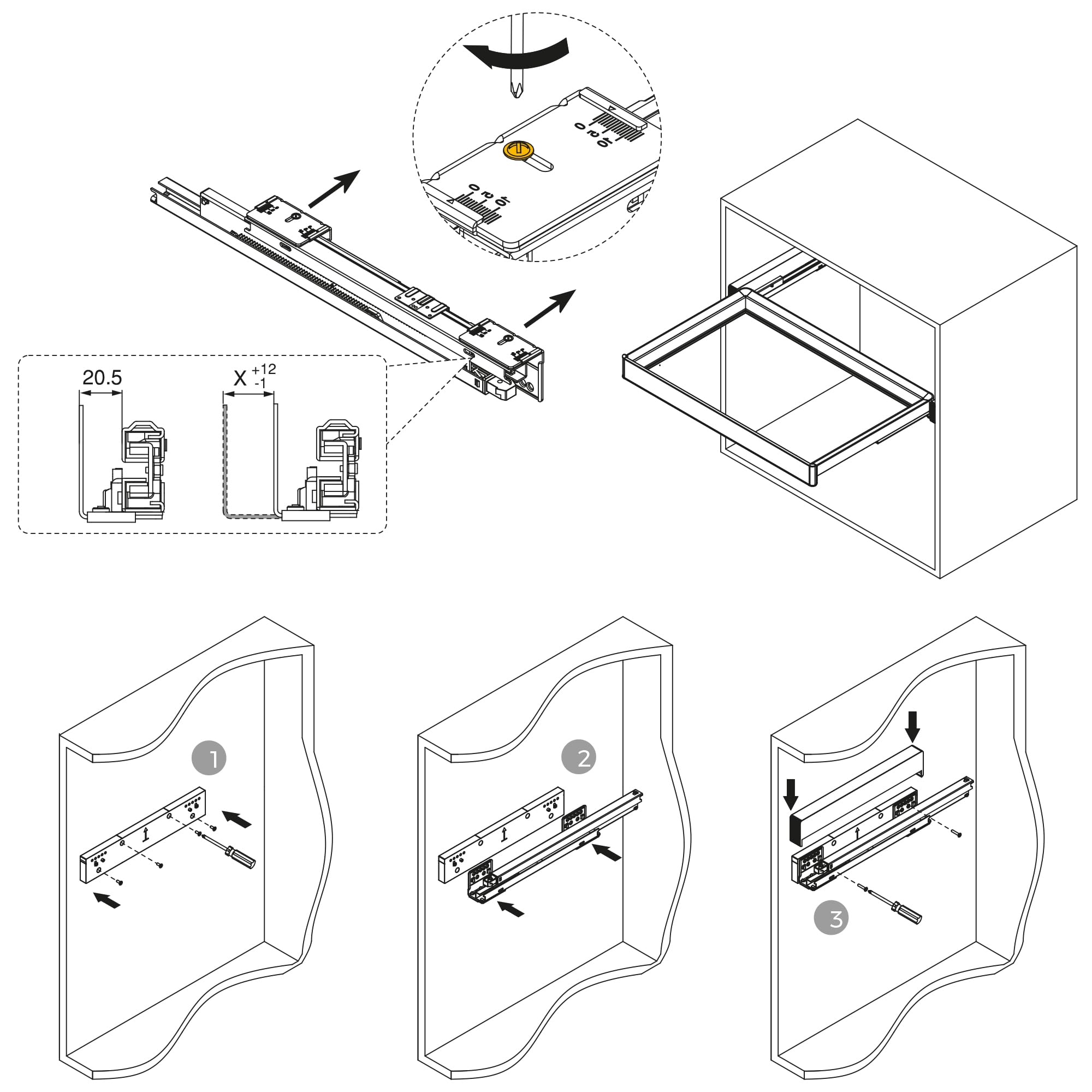 Emuca - Kit de cajón zapatero extraíble para armarios Quartz, regulable, módulo 700mm, Acero, aluminio y plástico, Titanio