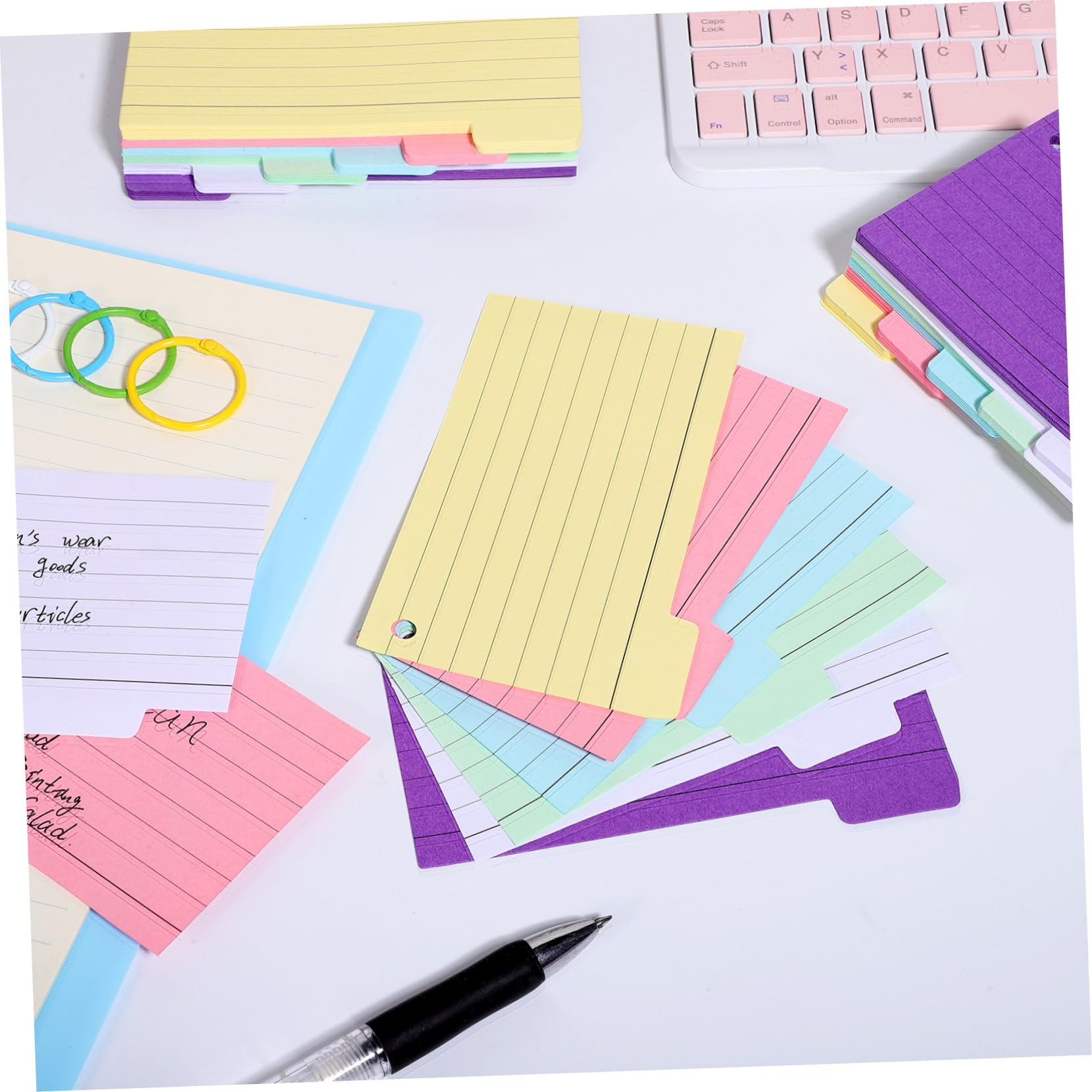 600feuilles Index Lignées Avec Anneaux Fiches Colorées Pour Et De Notes Mémoire Et Organisées