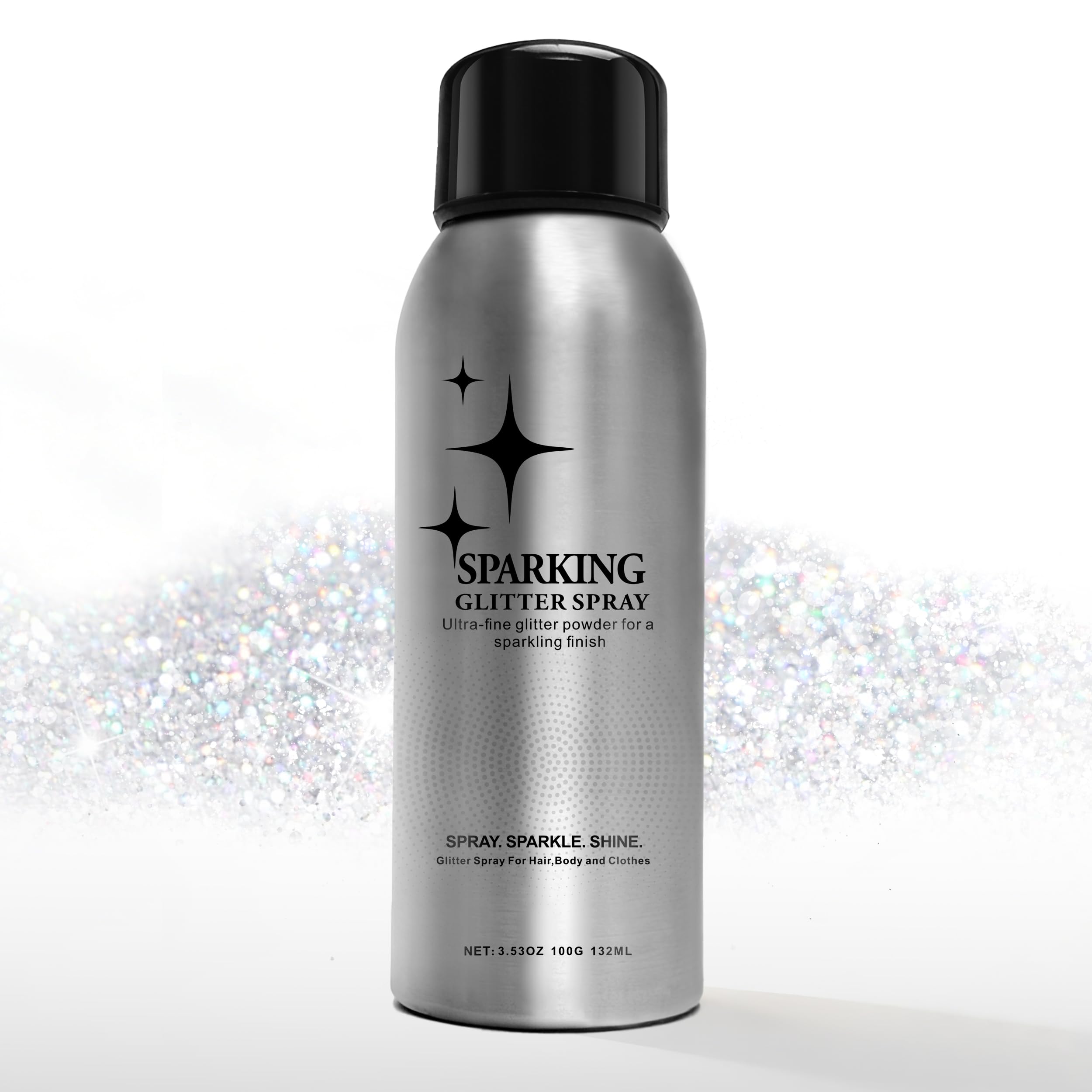 Mifeloy Hair and Body Glitter Spray - Long-Lasting Hair Spray & Body Shimmer, Face Glitter, Quick-Drying Spray Glitter, Festival, Concert, Prom - Glitter Hairspray for Men Women, 100ml - 2