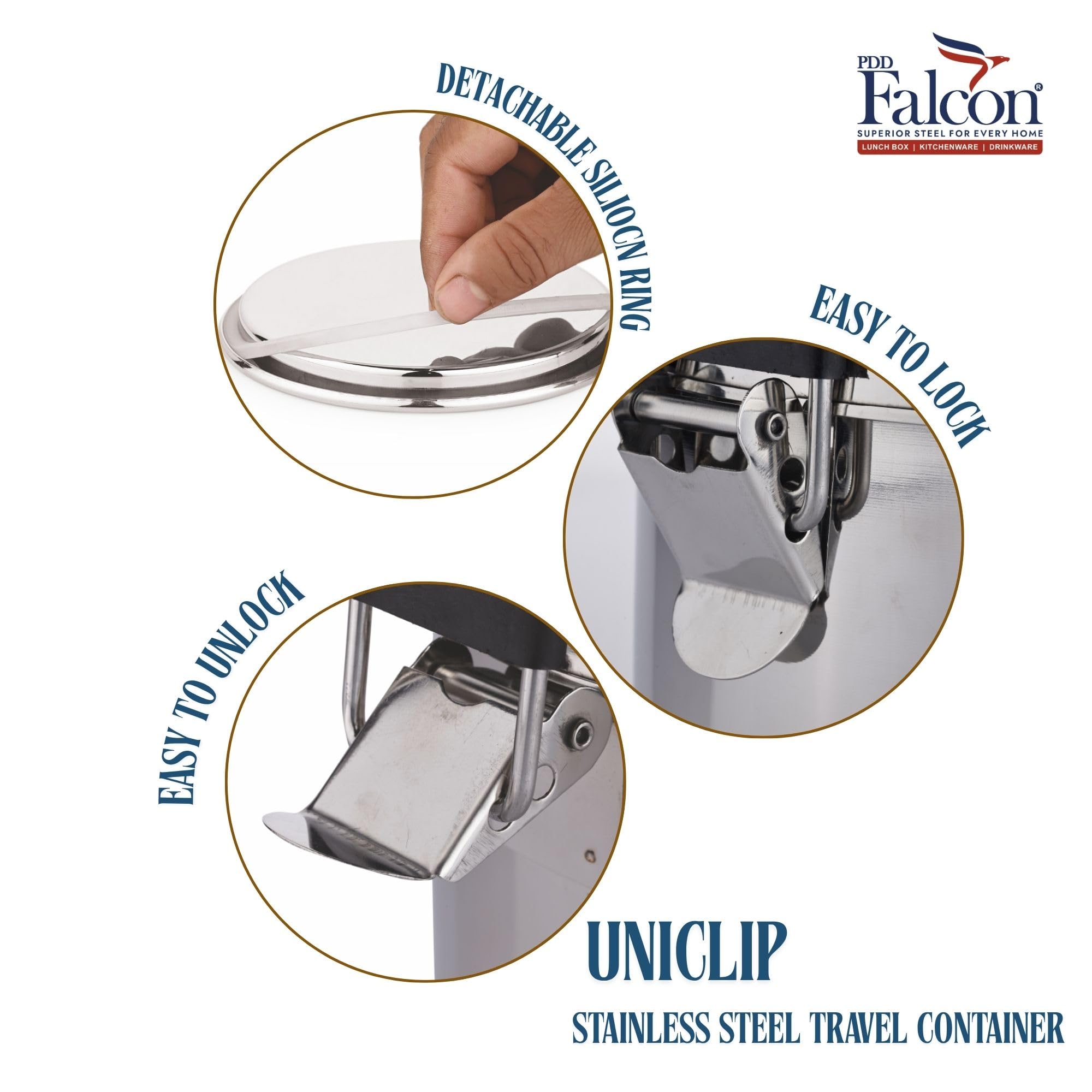 PDDFALCON Stainless Steel Lunch Box - Leakproof & Airtight -5