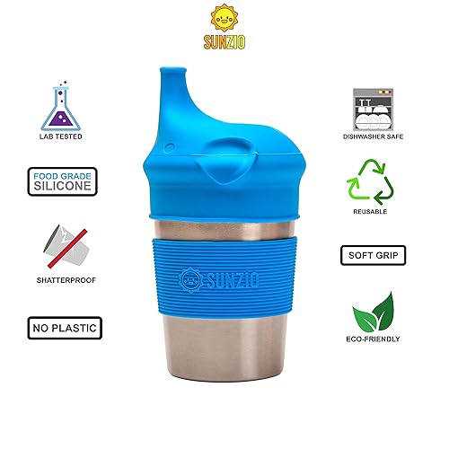 Miniatura 5 de Vasos para sorber para niños pequeños y niños, vaso de acero inoxidable con pajita con tapas de silicona, sin BPA, sin plástico, a prueba de