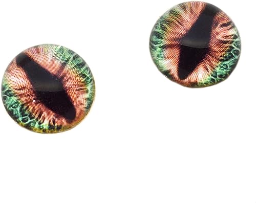 Miniatura 2 de Juego de 2 esculturas de cristal de media esfera con diseño de dragón verde y naranja