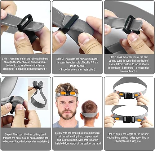 Miniatura 4 de Plantilla de afeitado de escote y guía de corte de cabello, banda de corte de pelo de silicona curvada ajustable para cortes de pelo caseros  Guía