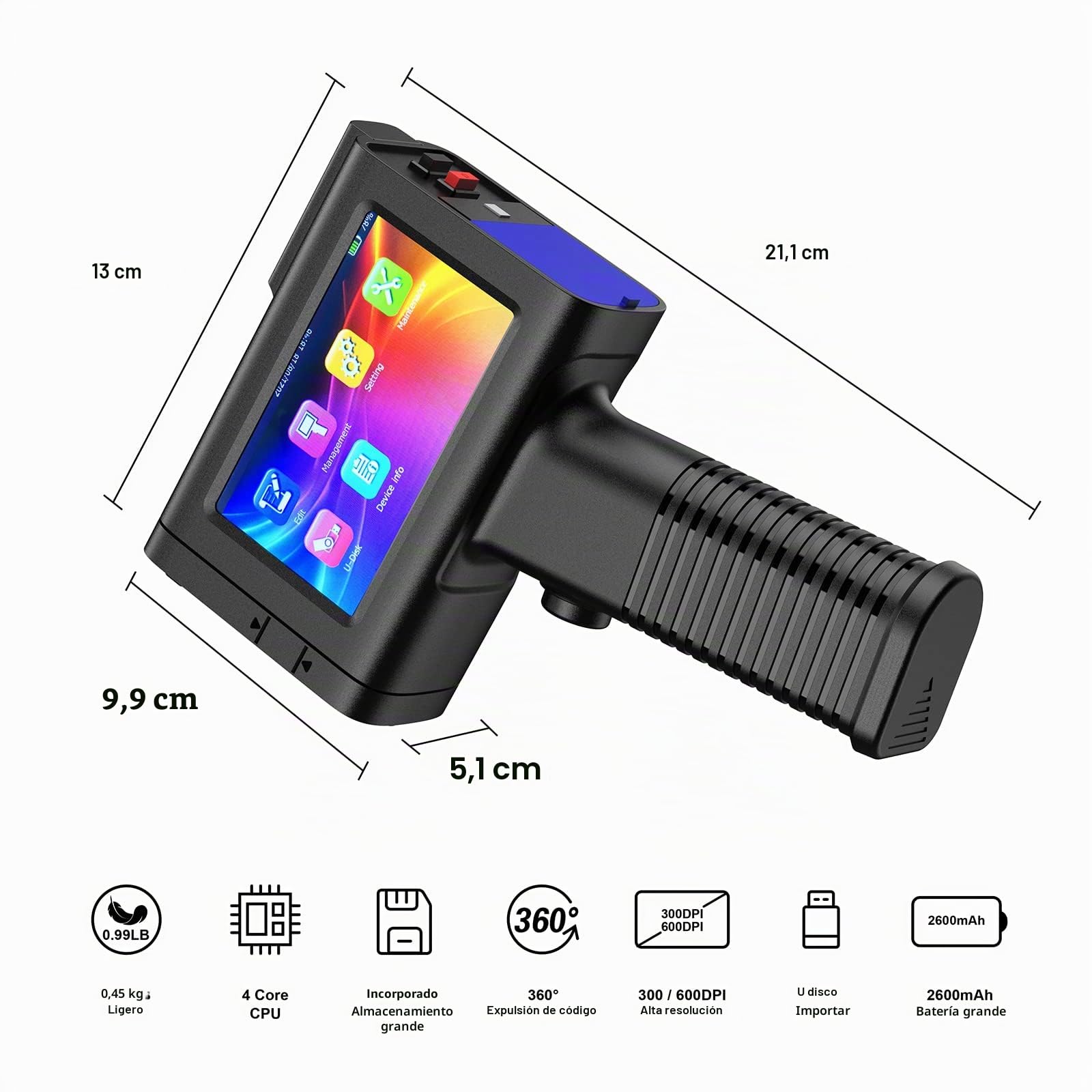 Impresora de Mano Portátil BT-HH6105B2 con Cartucho de Tinta de Secado Rápido para Logotipo