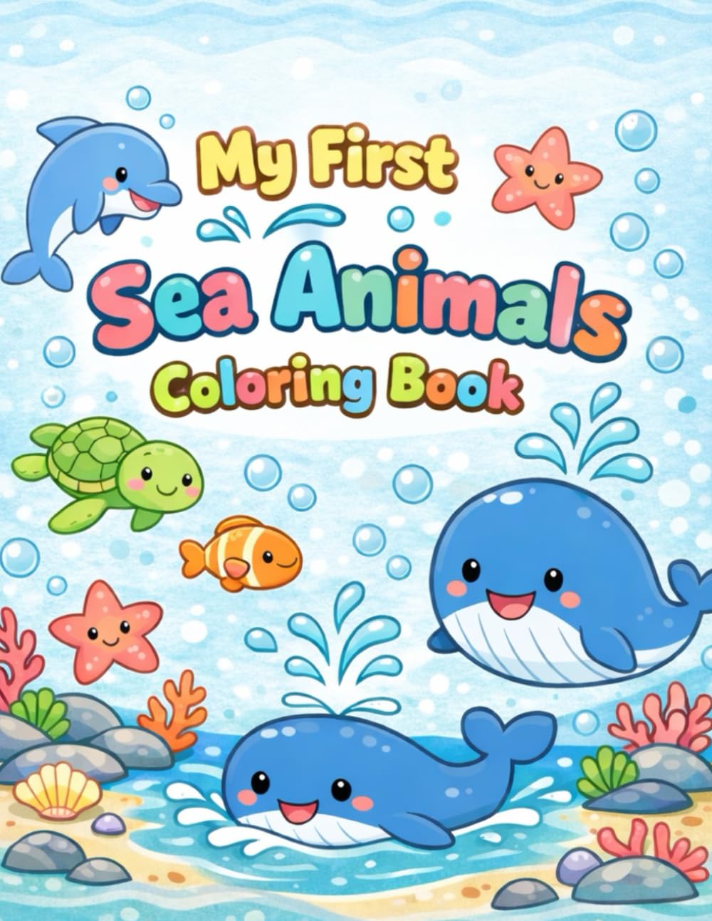 My First Sea Animals Coloring Book: Cute & Easy Ocean Coloring Pages for Kids Ages 3–7 | Fun Dolphins, Turtles, Fish & More