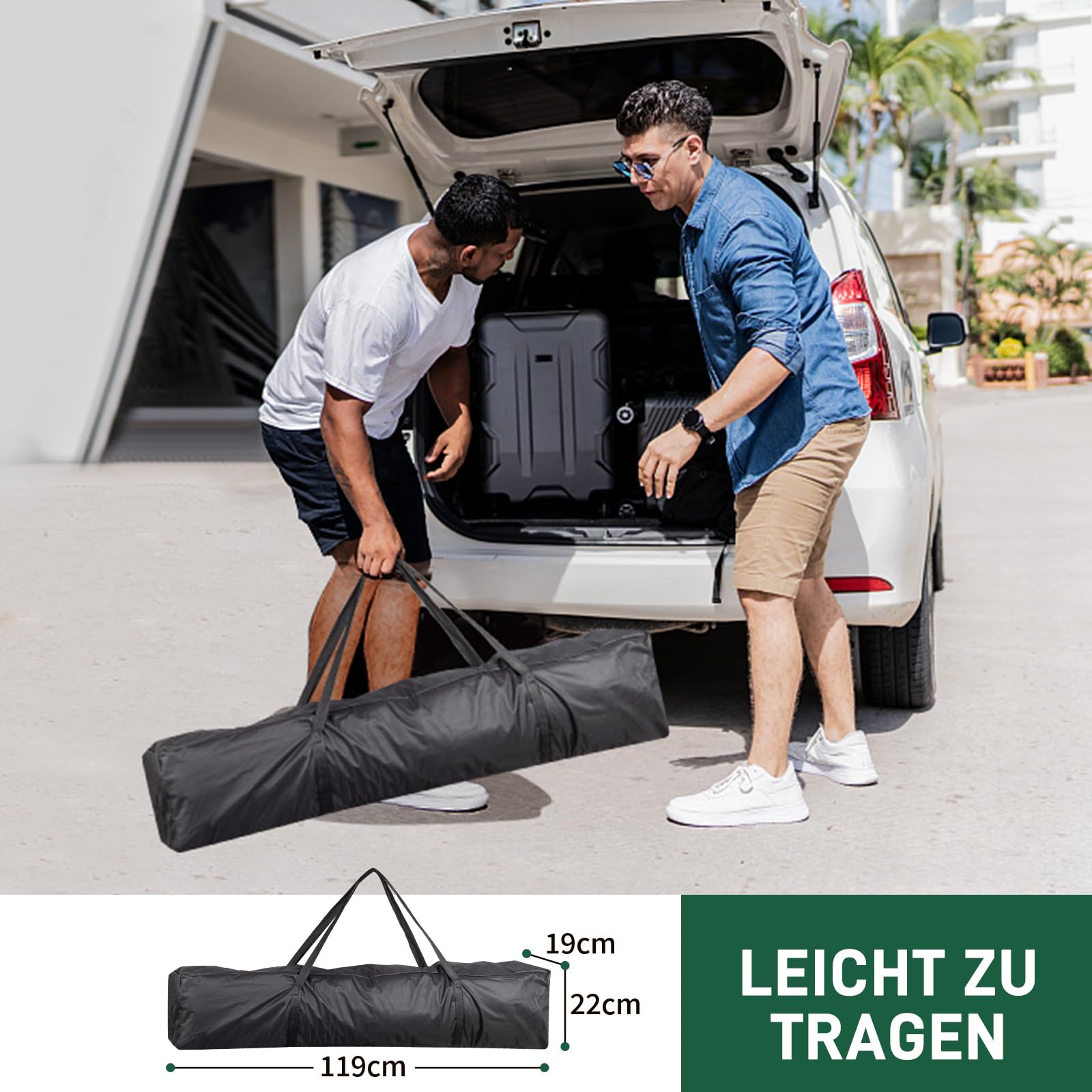 LEADZM 3x3m Tonnelle de Jardin Pliable Pop-up Barnum Gris Foncé | Réglable en Hauteur, Imperméable,Protection UV 50+,avec 4 Côtés,Cadres en Acier,Convient pour la Fête, l'extérieur,Patio