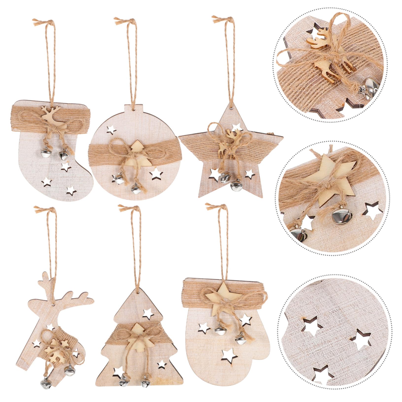 3 Juegos Navidad Colgante Decoración Navideña Guirnalda Accesorios De Fiesta Decoraciones Navideñas Madera 6 Piezas * 3