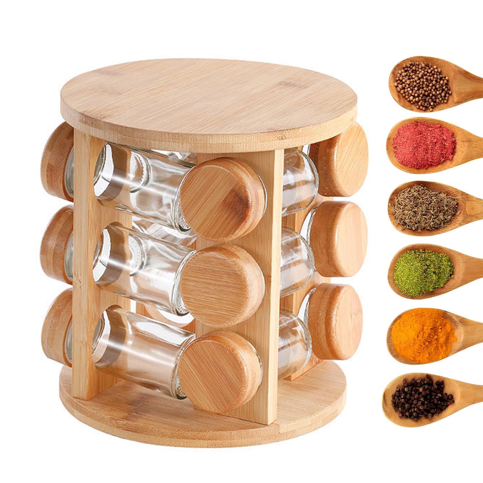 Portaspezie – Scaffale per spezie in – Rack rotante | Portaspezie per animali | portaspezie in legno | Portaspezie per cucina | Contenitore per sale rotante | animali | portaspezie in legno | Portaspezie per cucina | Contenitore per sale rotante