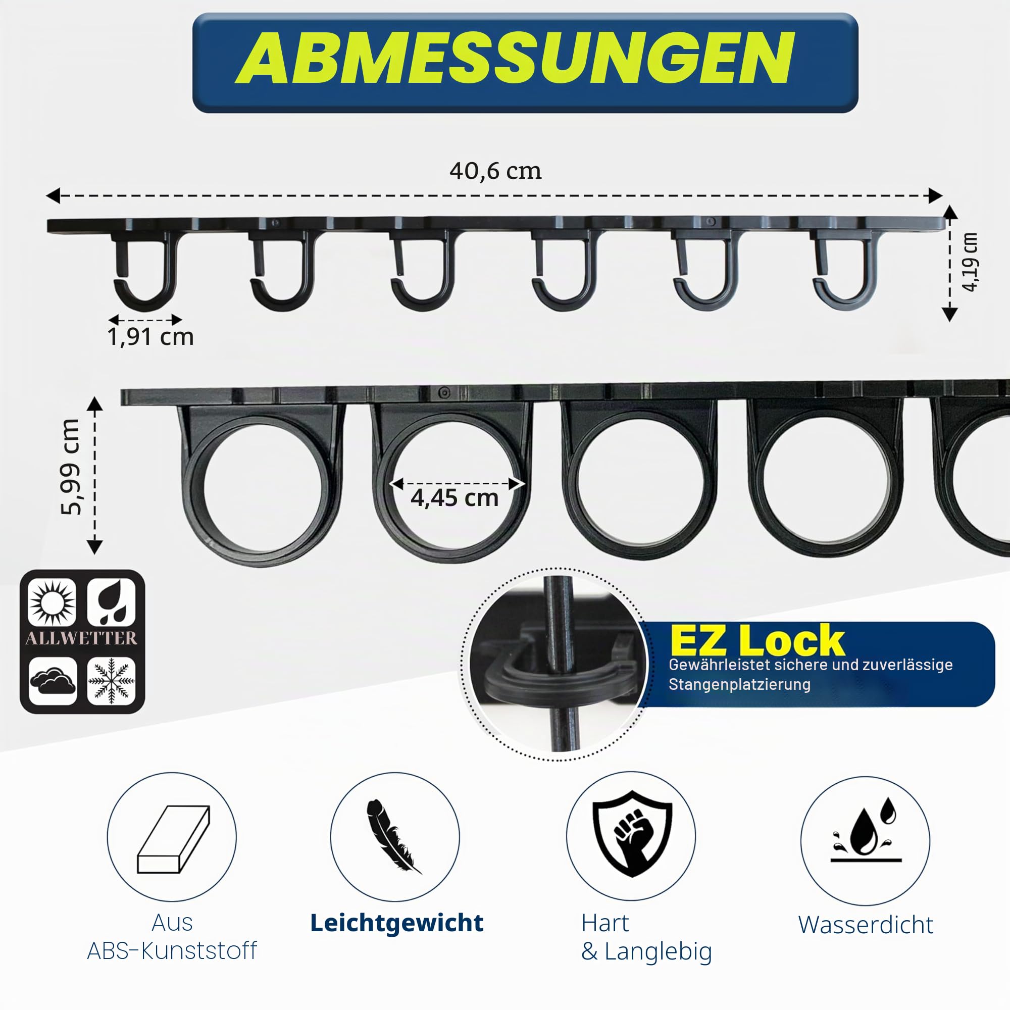Rush Creek Creations, Decken-Angelrutenhalter für 6 Ruten, Angelrutenhalter zur Garagenorganisation und Wandaufbewahrung, für Angelrollen, Angelausrüstung und Angelzubehör (2 horizontale Halterungen)