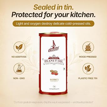 Chekko Cold Pressed Peanut Oil 1L (33 Fl Oz) | Non-GMO Natural Cooking Oil