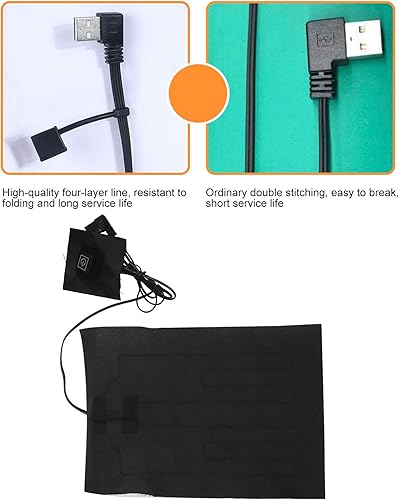Miniatura 4 de Almohadilla térmica USB de 5 V, 2 A, almohadilla térmica de carbono lavable, calentador de tela eléctrica, para cuello, espalda, abdomen,
