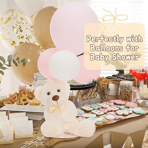 Vista 2 de MorisMos 6 osos de peluche blancos a granel para baby shower, 14 pulgadas, lindos osos de peluche de peluche, pequeños osos de peluche en centro