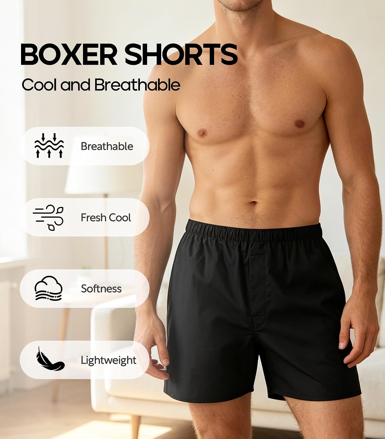 Natural Feelings Classic Boxers Shorts Cotton Woven Mens Underwear Boxers Pack