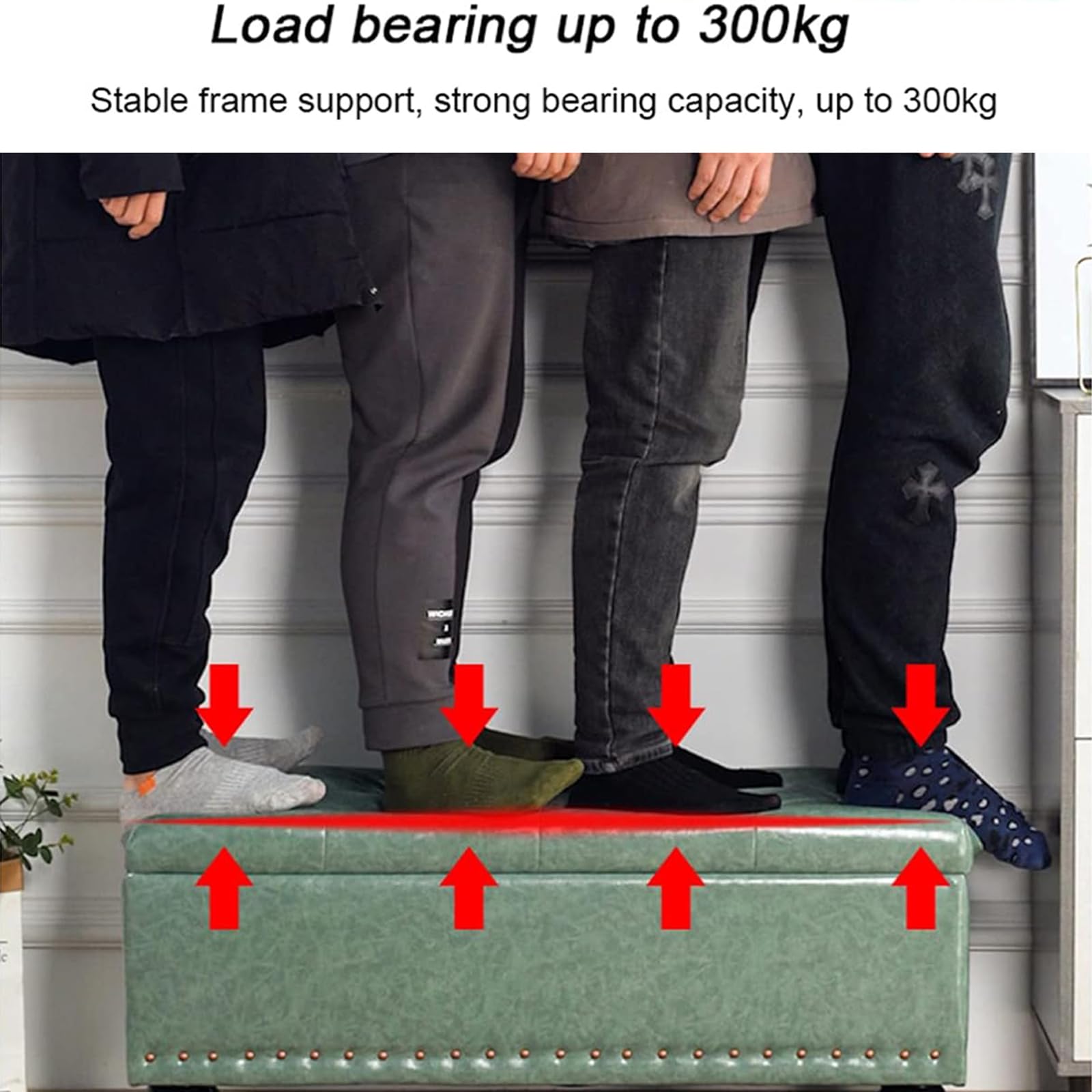 Puf Arcón Contenedor con Revestimiento De Piel Sintética, Reposapiés para Dormitorio, Banco, Taburete De Salón O Sofá con Estructura Y Patas De Madera,Rojo,80 * 40 * 45cm