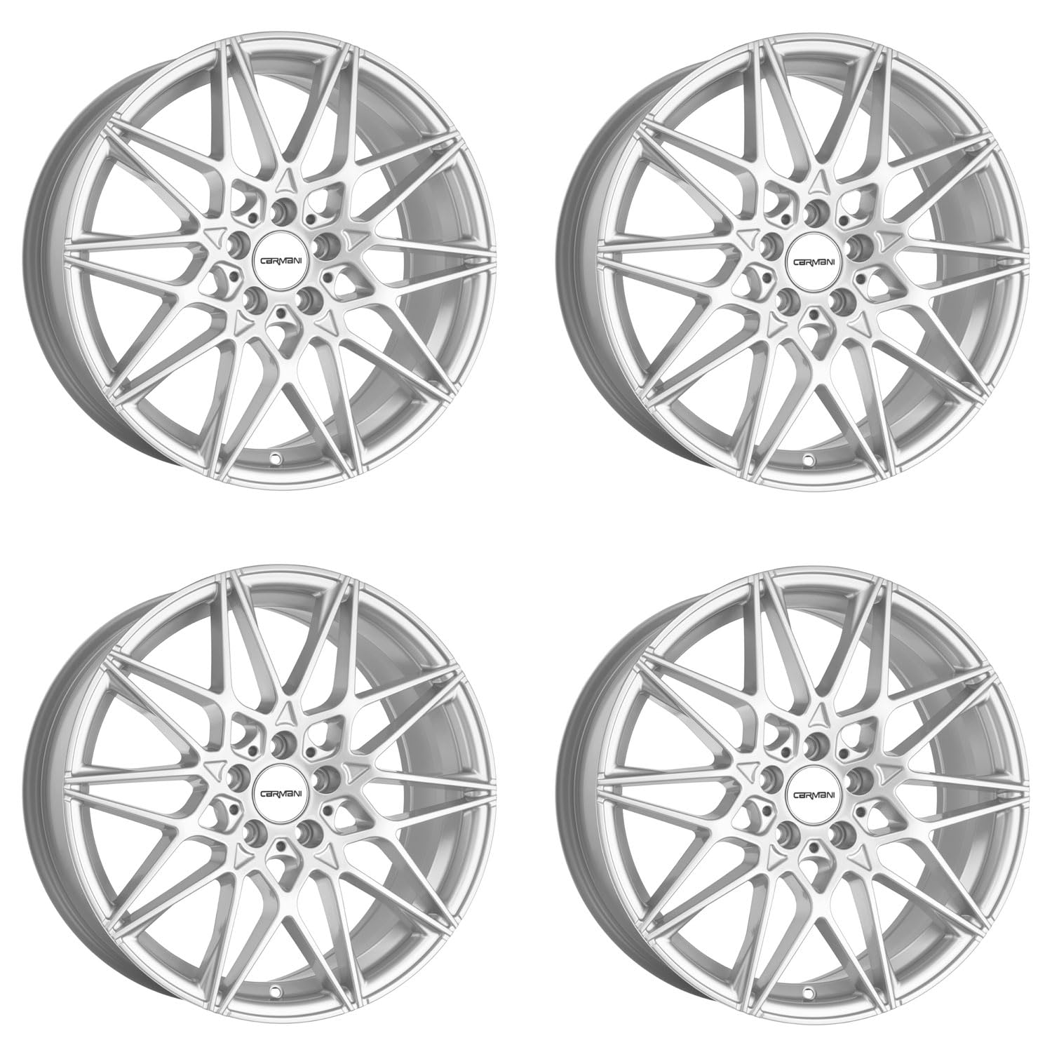 4x Carmani alloy rims 18 Knut 9.0x19 ET35 5x112 white silver