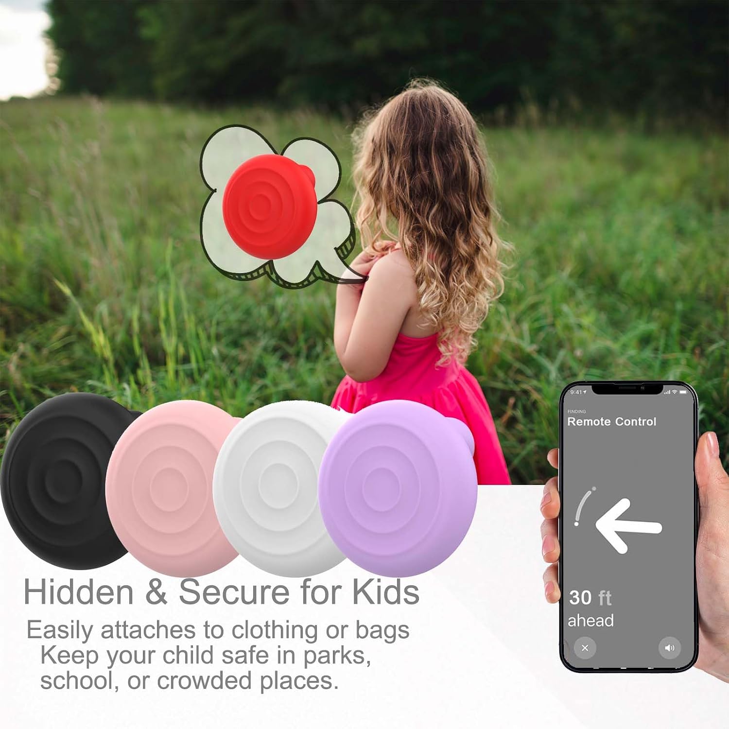 Hidden Case Holder with Pin for airtag, 4-Pack, Anti-Lost Tracker for Children, Elderly, Luggage, Clothing (Black 4pack) image 2