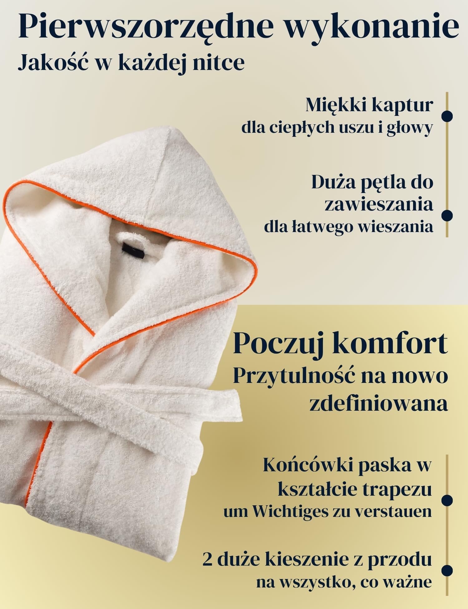Szlafrok damski z kapturem z miękkiej bawełny – wyjątkowo delikatny i wygodny – długi szlafrok frotte na saunę – certyfikat OEKO-TEX