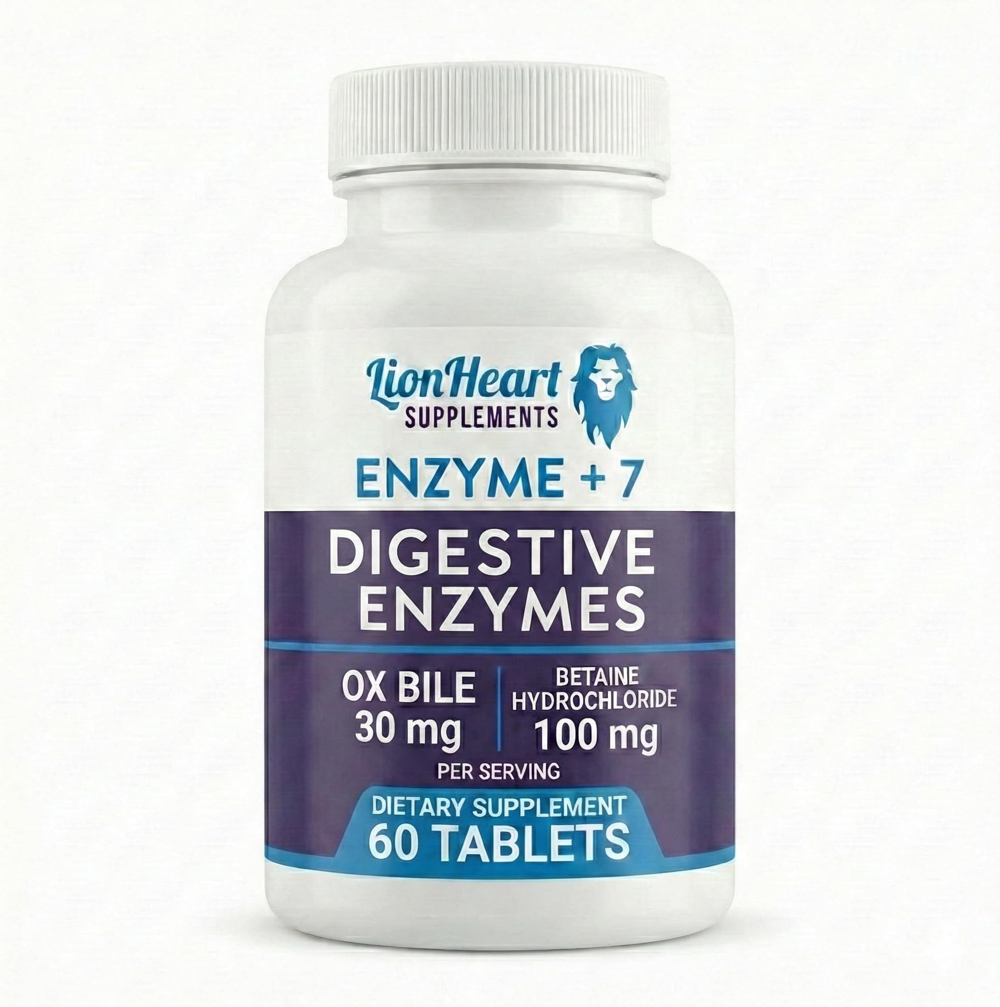 Digestive Enzymes with ox Bile - Supplements for No Gallbladder - Helps Digest Meals Small or Large - Including HCL - Pepsin - Papain & Bromelain - Purified Bile Salts - Gallbladder Support 60ct