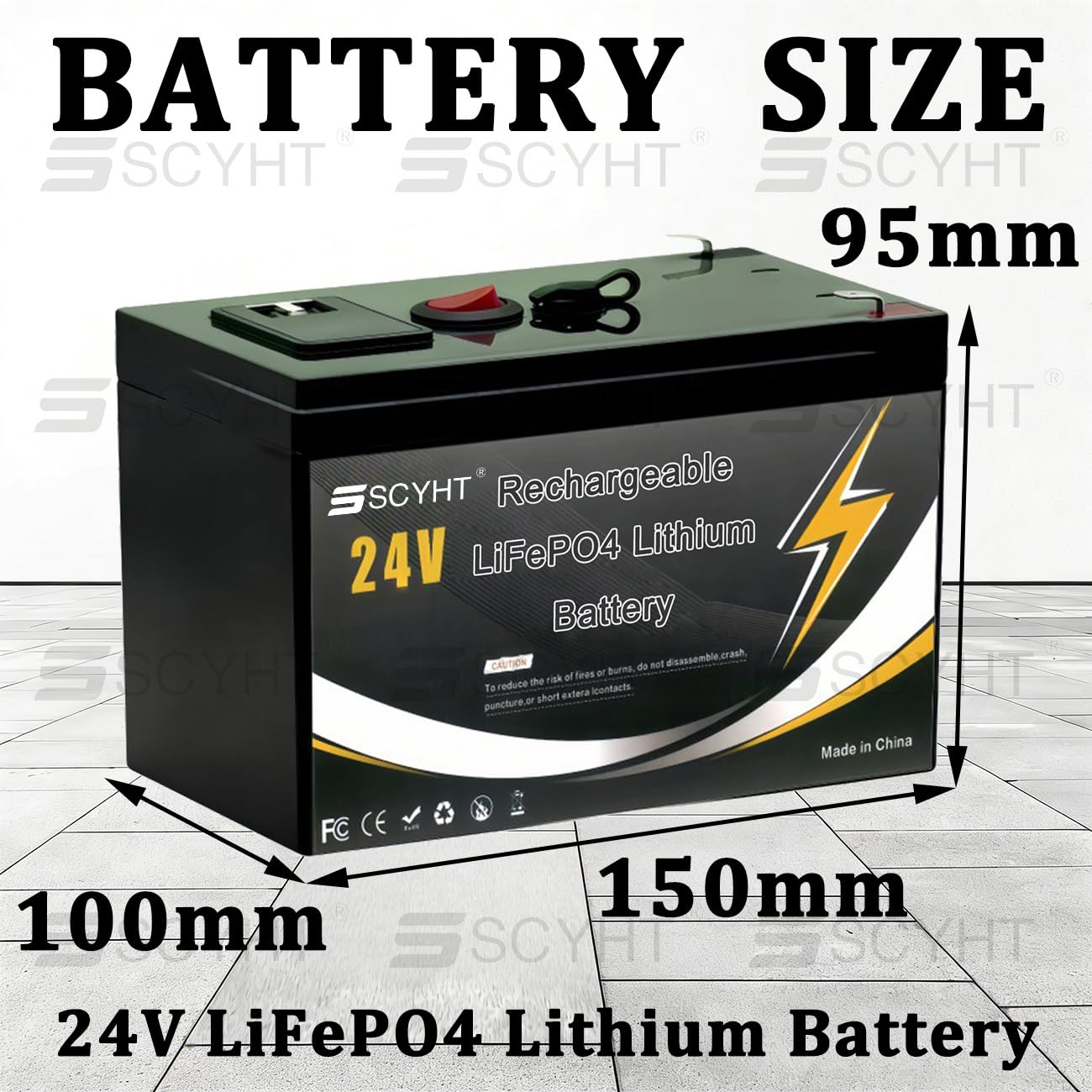 Batteria al litio LiFePO4 24V Batteria a scarica profonda (Deep Cycle) Batterie ricaricabili per impianti solari, ecoscandagli, alimentazione di backup con BMS 10A
