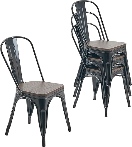 Nazhura Metal Dining Chair Farmhouse Tolix Style for Kitchen Dining