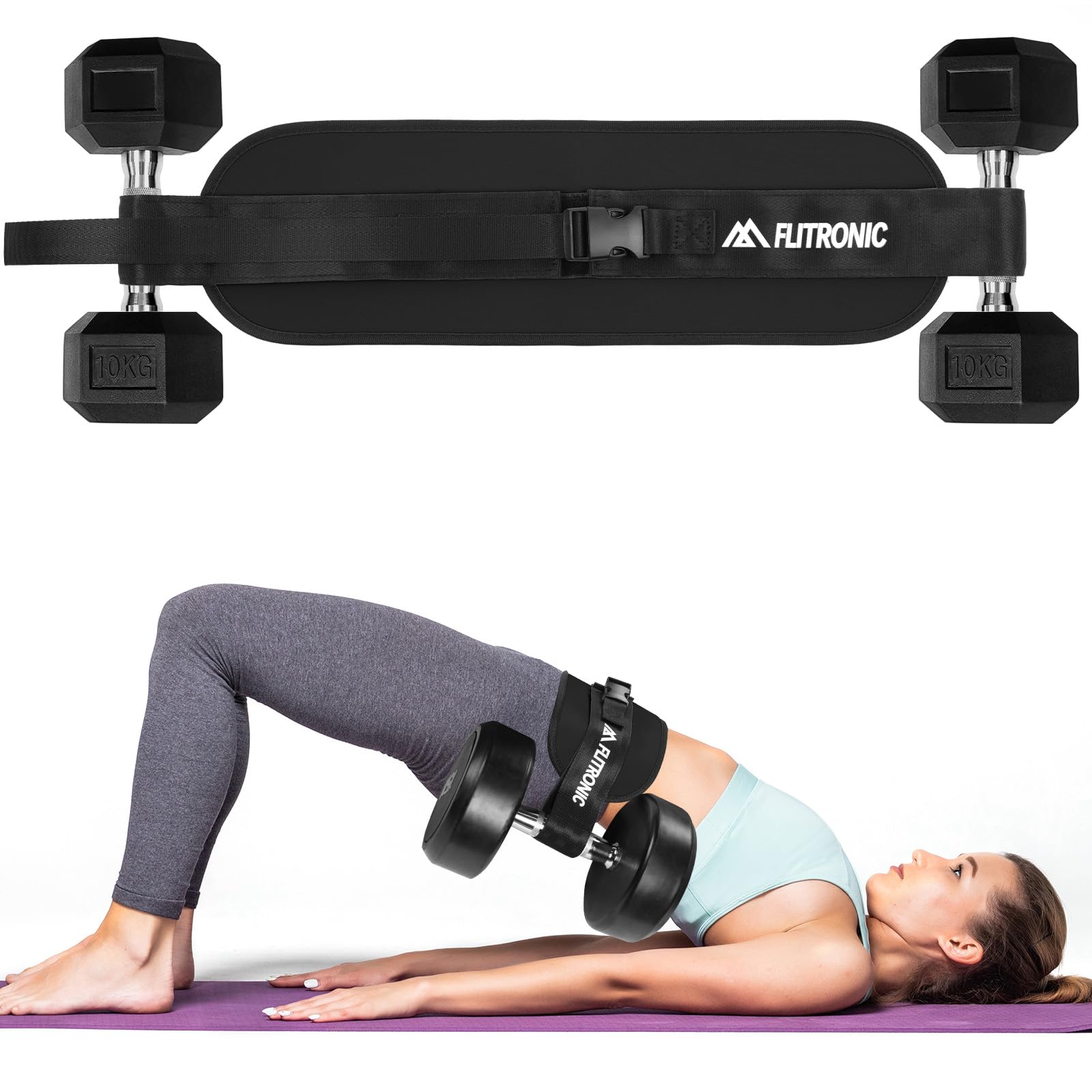 flintronic Cintura per Esercizi di Spinta dell'anca, Cintura per Spinta dell'anca Regolabile con Imbottitura Extra, per Manubri, Kettlebell, Fitness, Palestra, Sollevamento Pesi, Bodybuilding