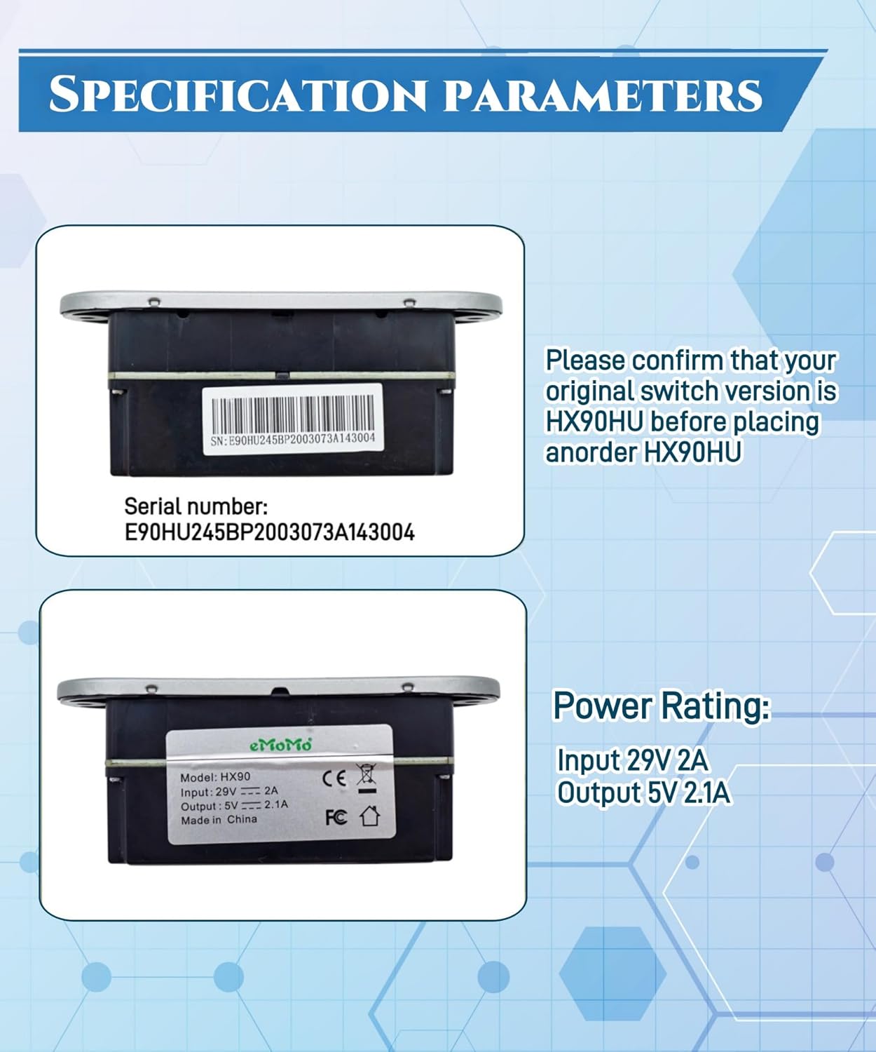 New Emomo HX90HU 5 Button 5 Pin Hand Control with USB Fits for Power Recliner Lift Chair