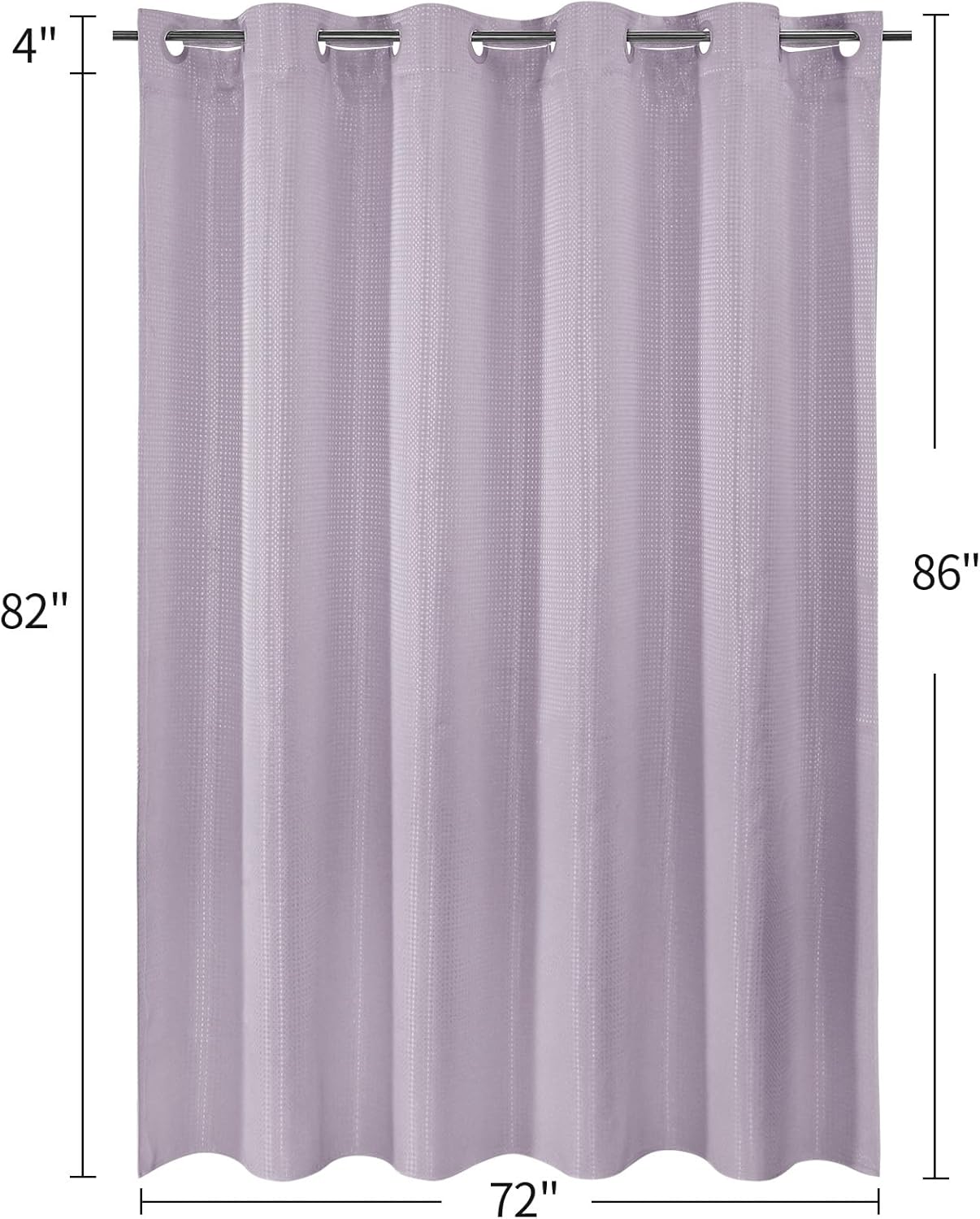 MitoVilla No Hooks Needed Extra Long Shower Curtain Liner Set, Purple 86 inch XL Heavyweight Waffle Fabric Cloth Shower Curtains Set with Snap-in Liner for Modern Luxury Hotel & Spa Bathroom Decor