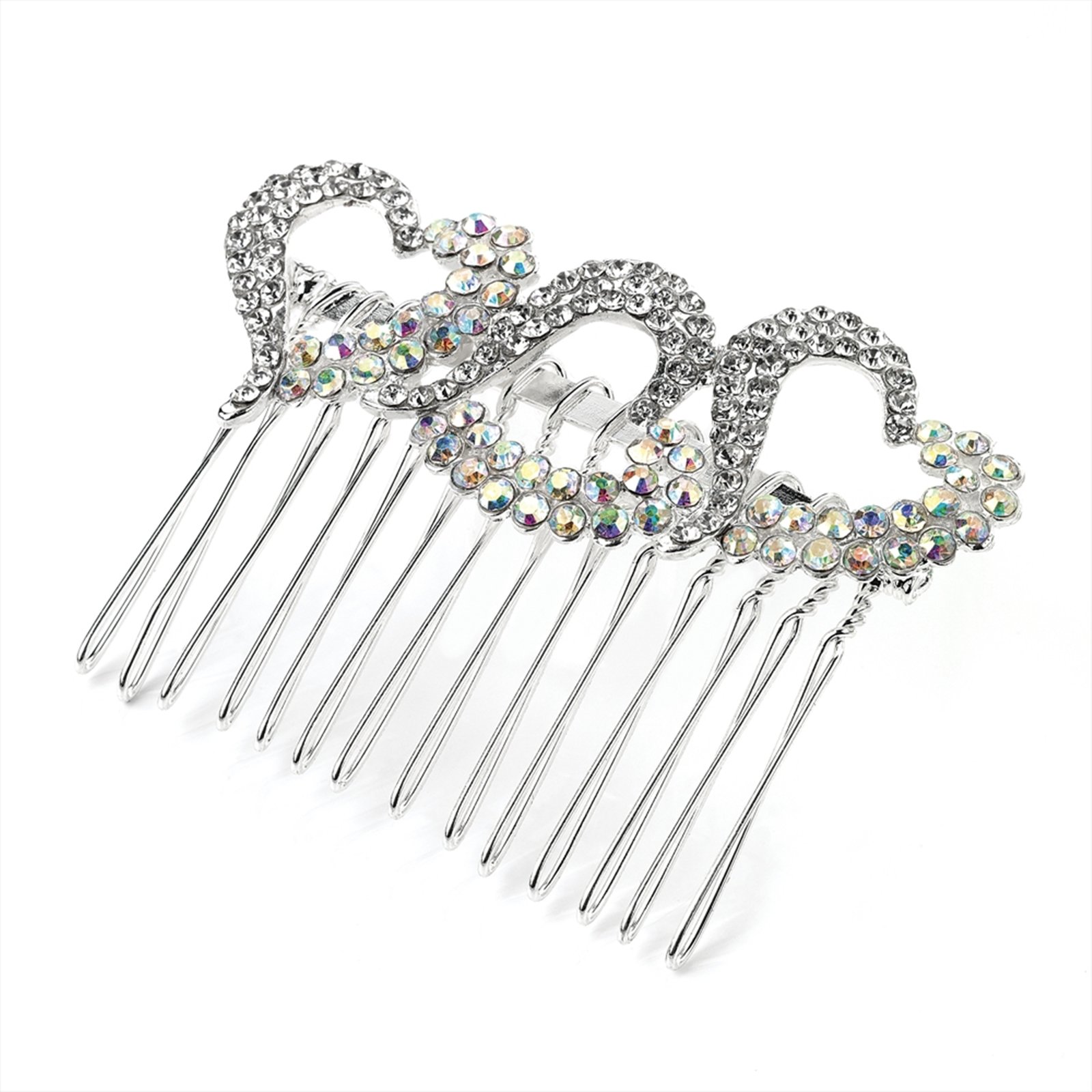 HA25802 Heart Silver colour crystal & ab crystal hair comb Wedding Bride Prom