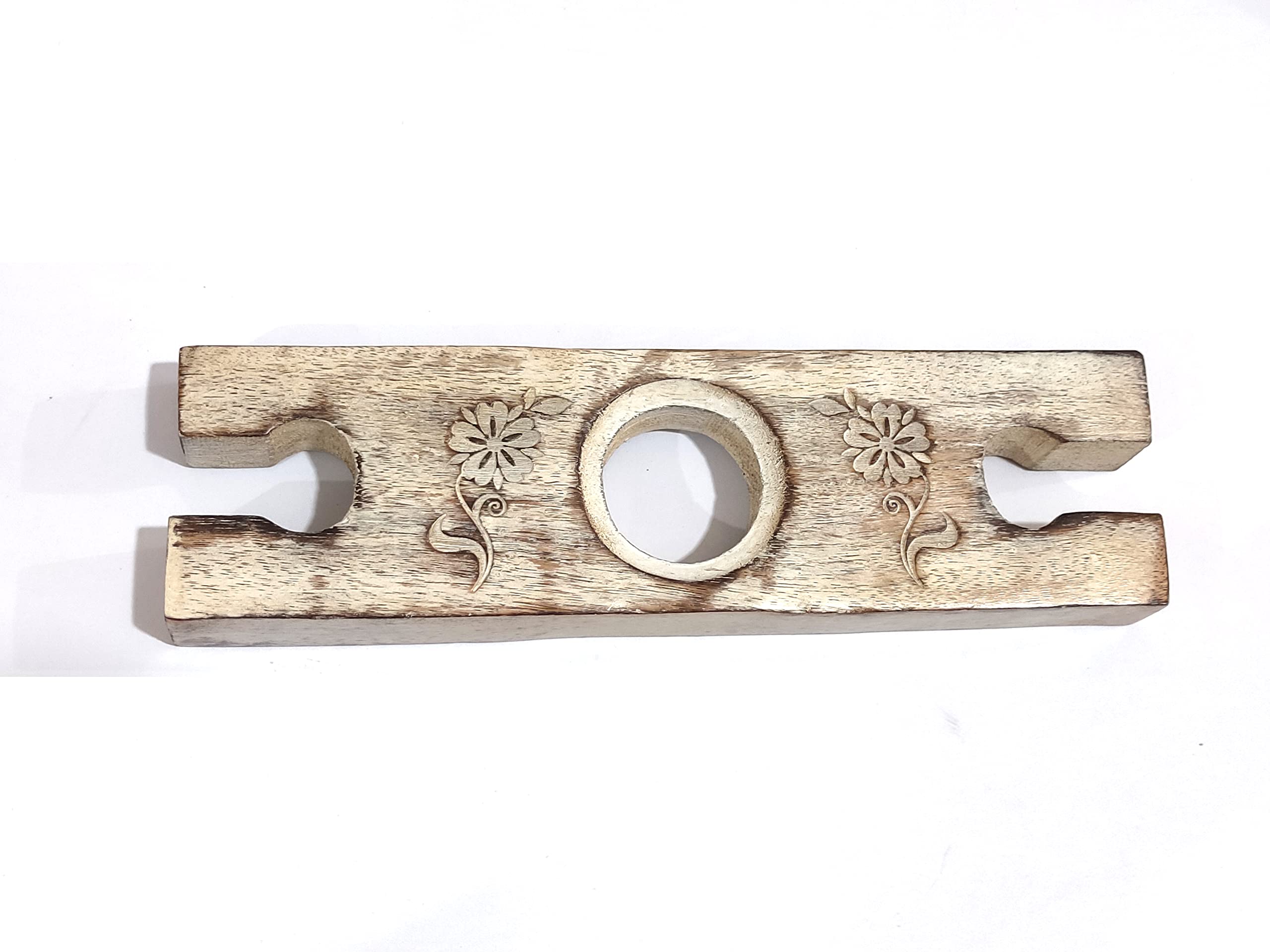 S.B Arts - Soporte para botella de vino y vidrio de color blanco hecho a mano, soporte de madera antigua para vino para dos copas y botella, bellamente hecho a mano, aspecto antiguo tradicionalmente 3