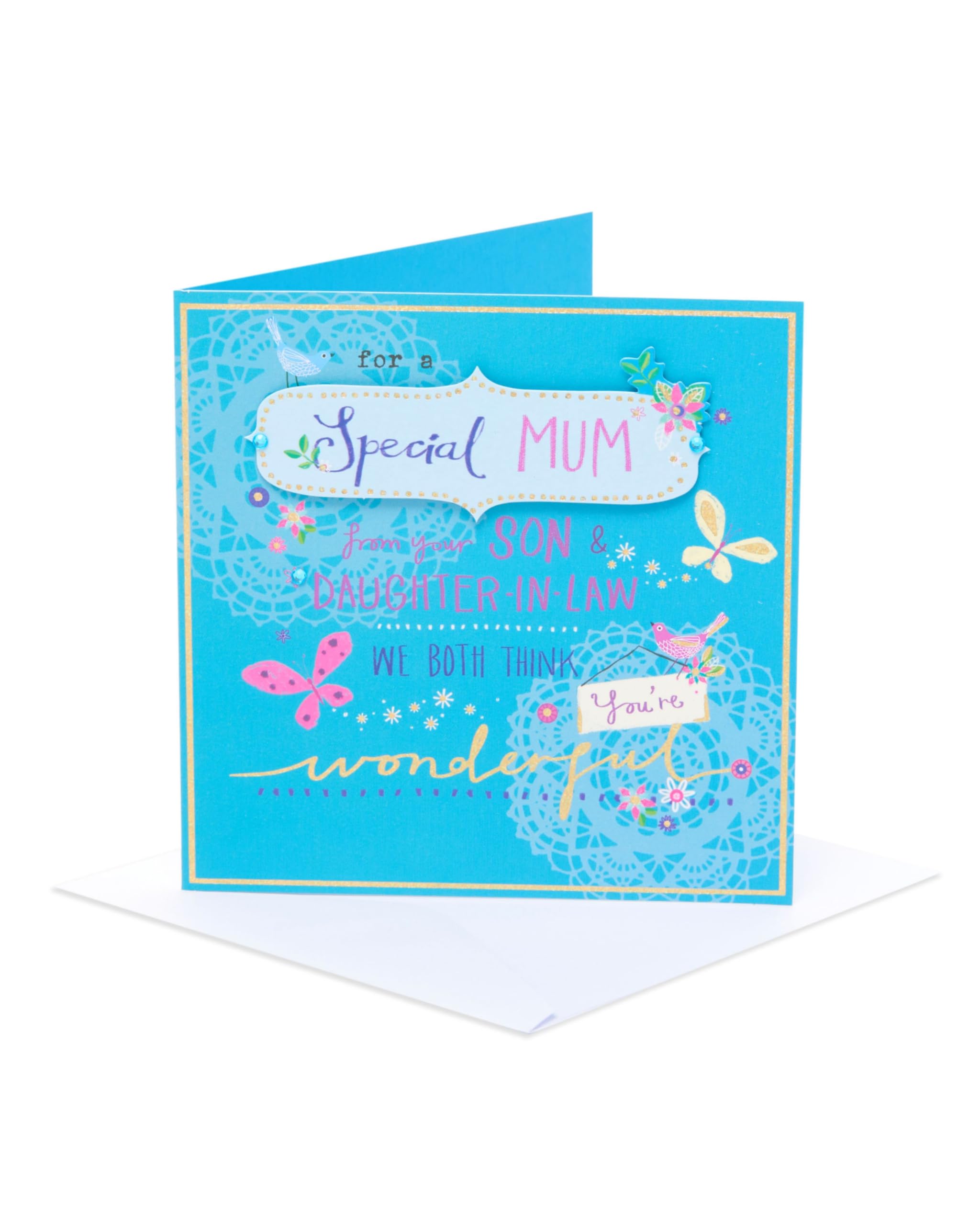 WBdesignz Biglietto per la festa della mamma con busta, biglietto di auguri per compleanno, 125 x 125 mm