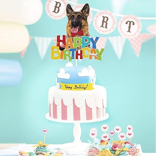 Miniatura 3 de KEWEYA Decoración para pastel de feliz cumpleaños para perro, decoración de pastel con temática de mascota, pastor alemán, suministros de decoración
