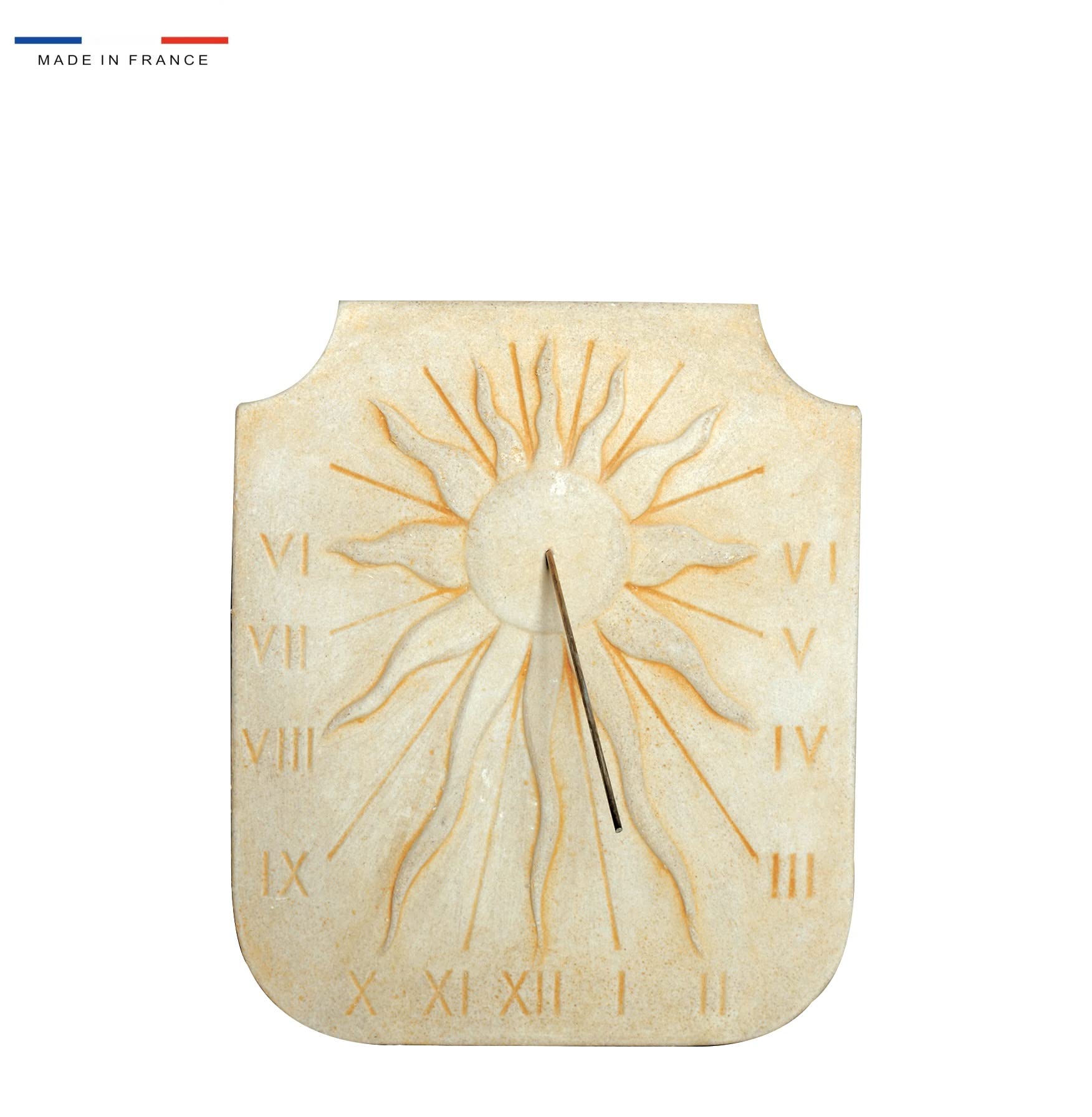QEM Cadran Solaire Motif Soleil Relief Pierre Naturelle 38cmx44cm