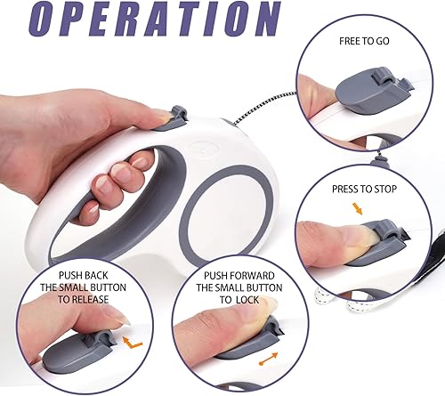 Miniatura 4 de Correa retráctil para perro, correa de paseo para perros de 30 pies20 pies para perros pequeños, medianos y grandes de hasta 77 libras44 libras,