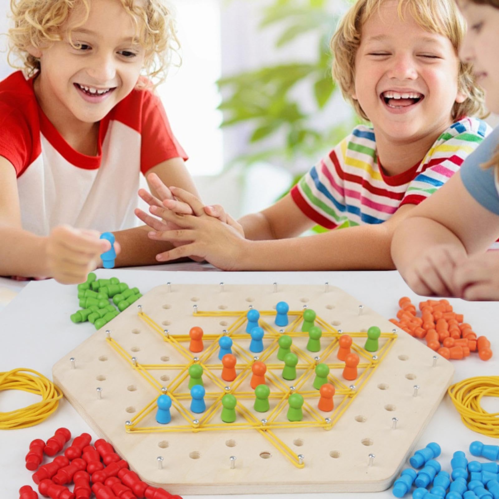 Jeu Triggle - Échecs Triangulaires Avec élastiques En Bois, Jeu De Stratégie Pour 2 à 4 Joueurs, à Partir De 3 Ans - 8