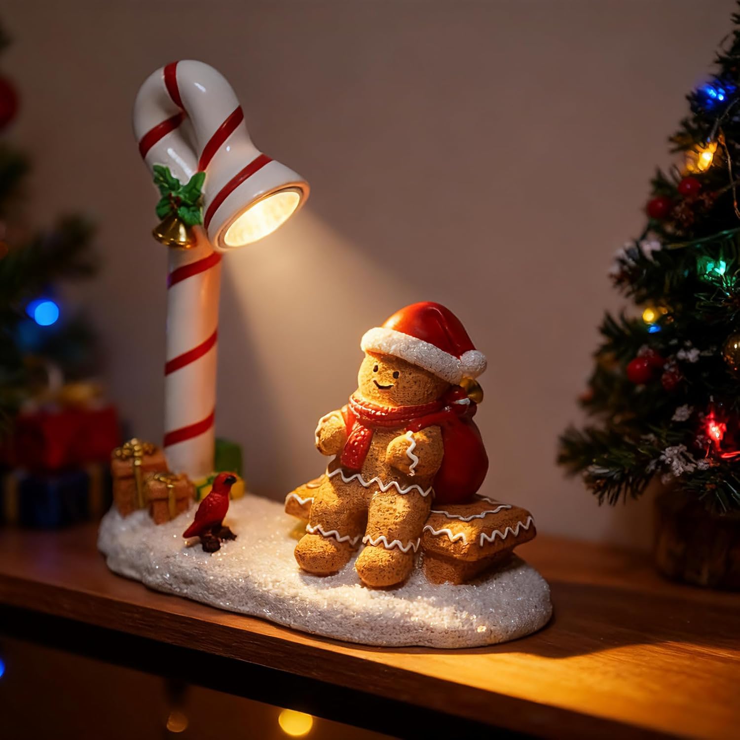 Christmas Gingerbread Man Decorations Indoor Home Decor Christmas Gingerbread Man Figurines Winter for Table Top Centerpiece Fireplace Decor Cute Decoration Gift（GB） - Image 2