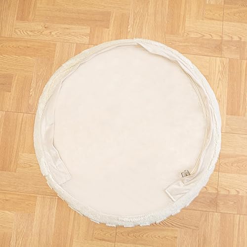 Miniatura 8 de Asuprui Reposapiés Otomano de Tela de Felpa – Puf de Espuma Suave de 20"x14" con Funda Extraíble Perfecto para Sala de Estar, Dormitorio y Lino