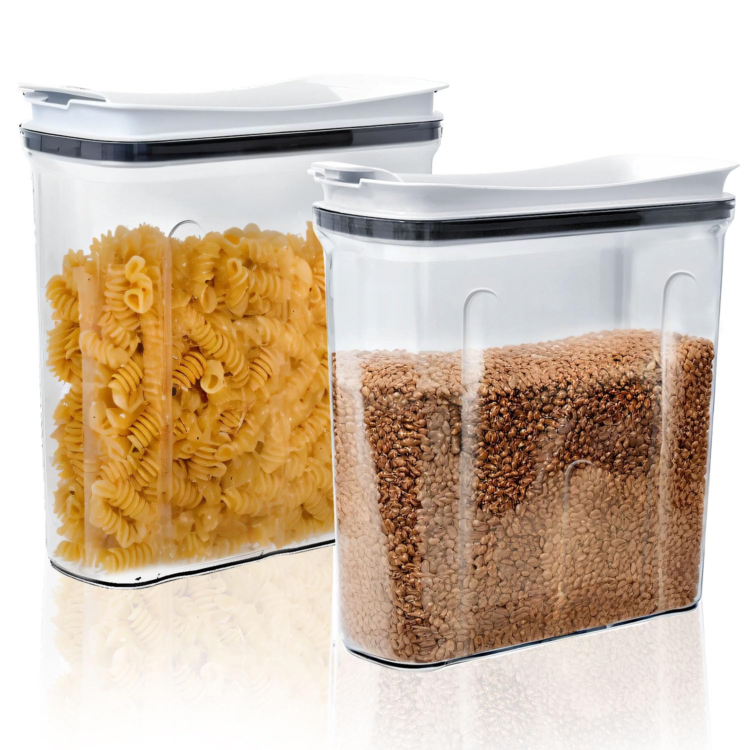 2x Containers Airtight Food Storage Kitchen Accessories Cereal Tub Lid Boxes Set