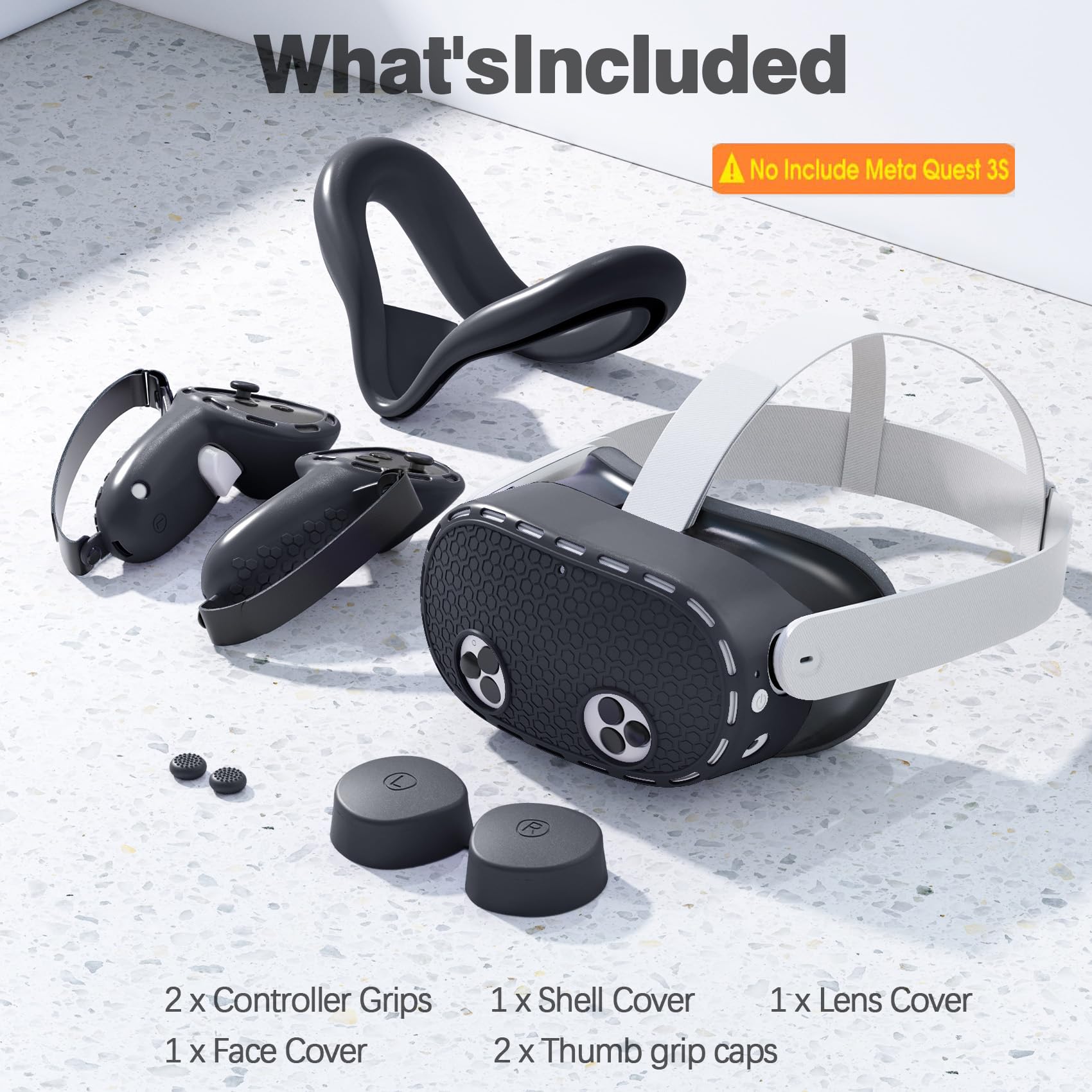 New World 5-in-1 Silicone Accessories for Meta Quest 3S,Protective