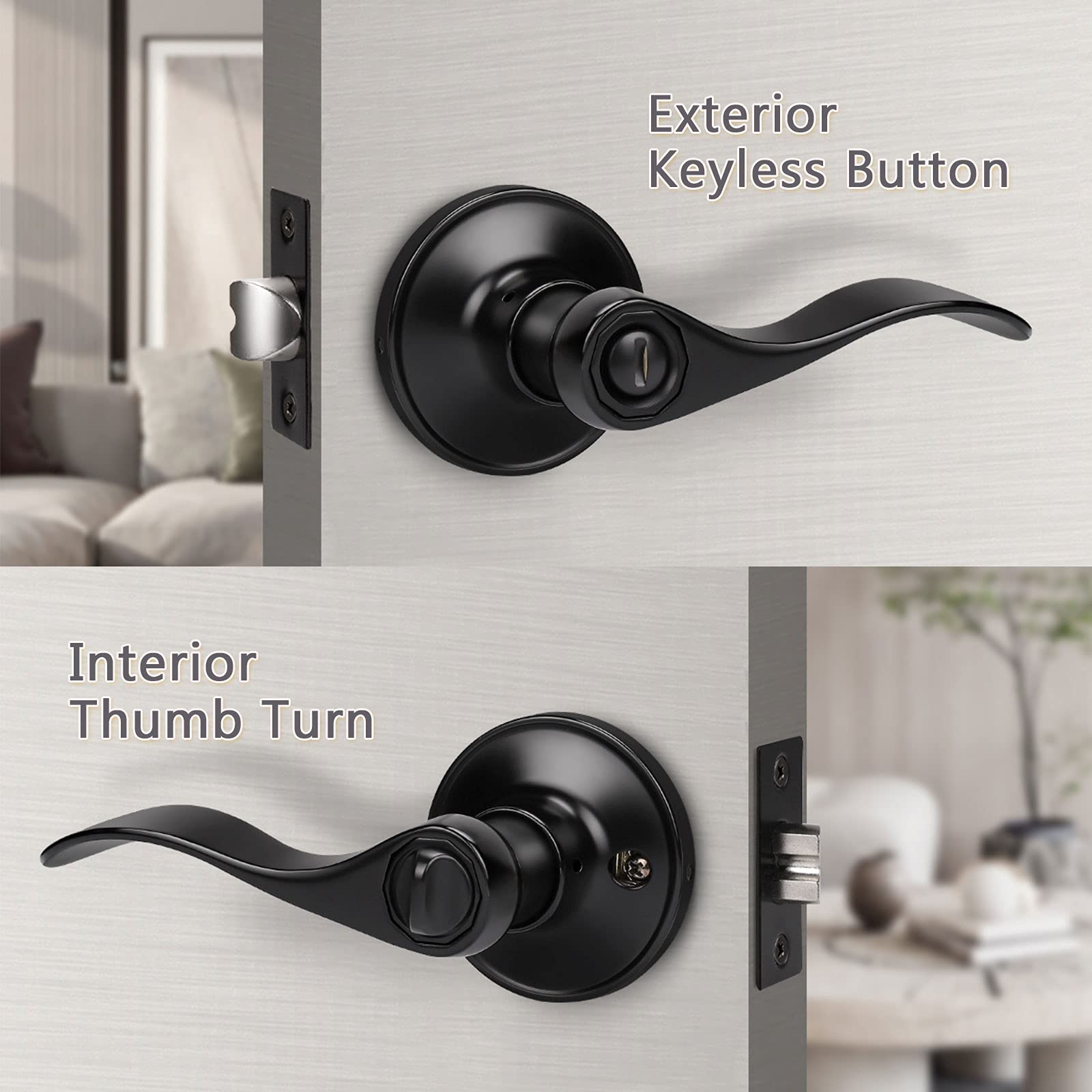 Perilla Para Puerta Níquel Satinado Pasaje Acero Negro Mate Negro