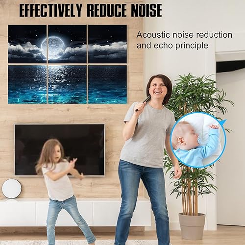 Miniatura 5 de YPY Paneles acústicos de pared insonorizados arte de pared absorbente de sonido, paneles decorativos a prueba de sonido, cancelación de ruido,