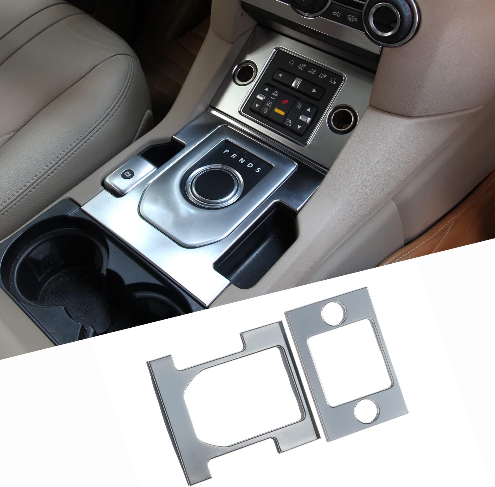 BEINSTOCK for Discovery 4 LR4 2010-2016 ABS Matte Silver Center Console Gear Shift Frame Cover Trim Cover Trim Accessories