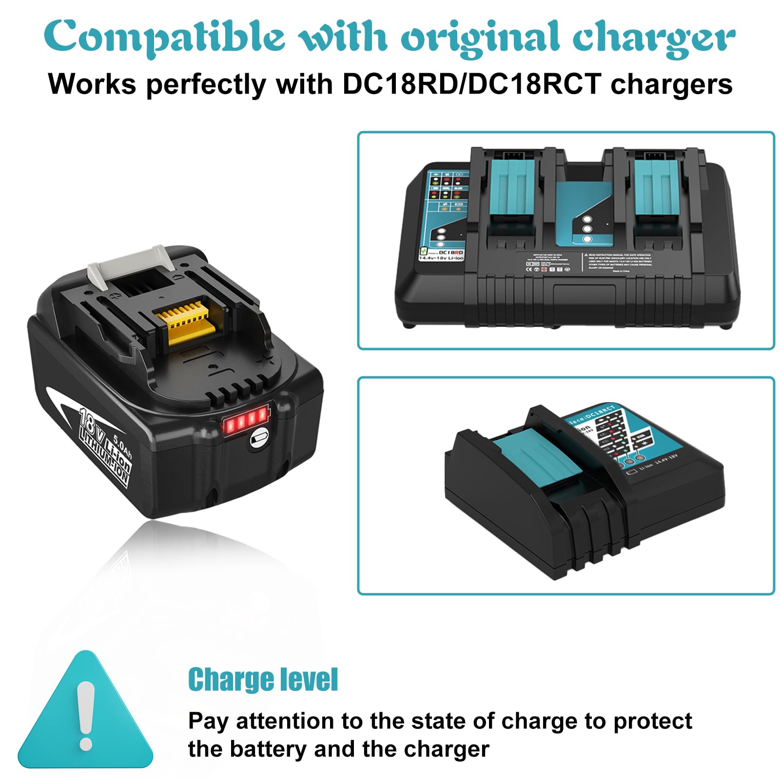 2 Stück Powayup Ersatzakkus für Makita 18V Akku BL1850B 7A für Makita