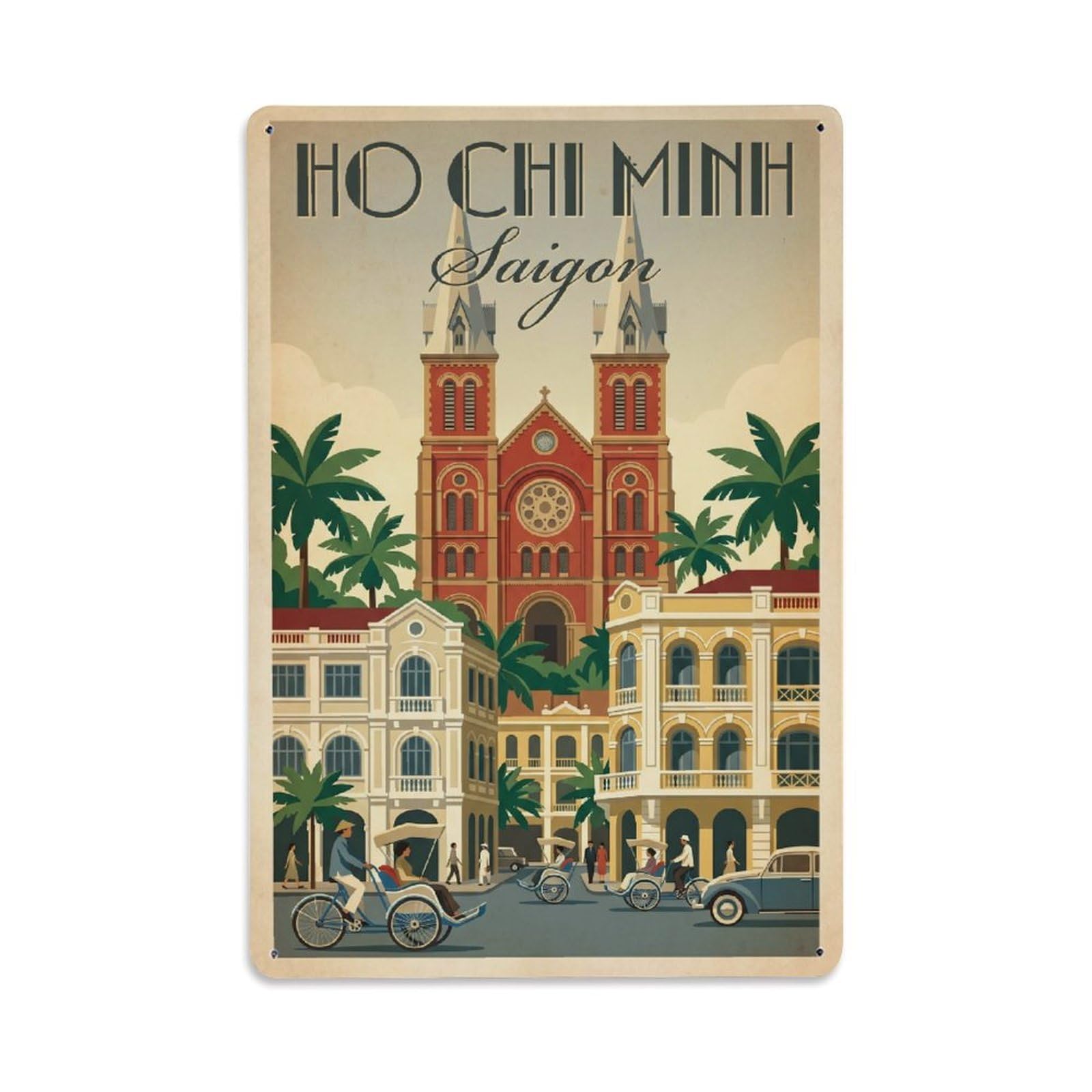 Huiyhb 8X12inch(20X30cm) Travel Retro Vietnam Ho Chi Minh Metal Tin Sign