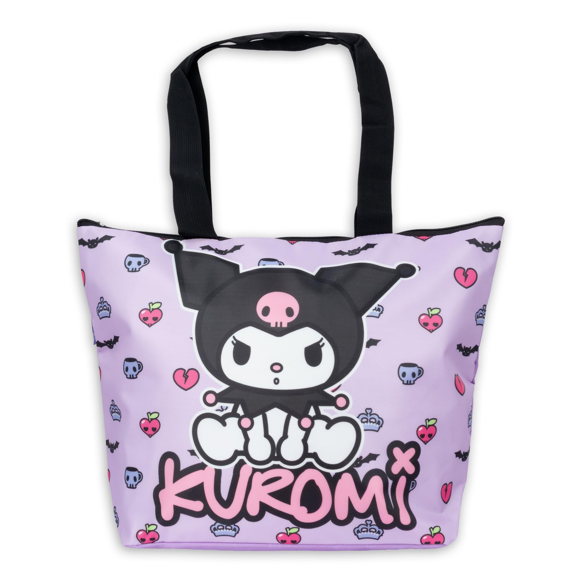 Hello Kitty Friends Borsa Mare Kuromi | Borsa Spiaggia Ragazza Grande 44x33cm | Borsa Piscina Tessuto Impermeabile Monoscomparto con Tasca Zip | Regalo Sanrio Viola