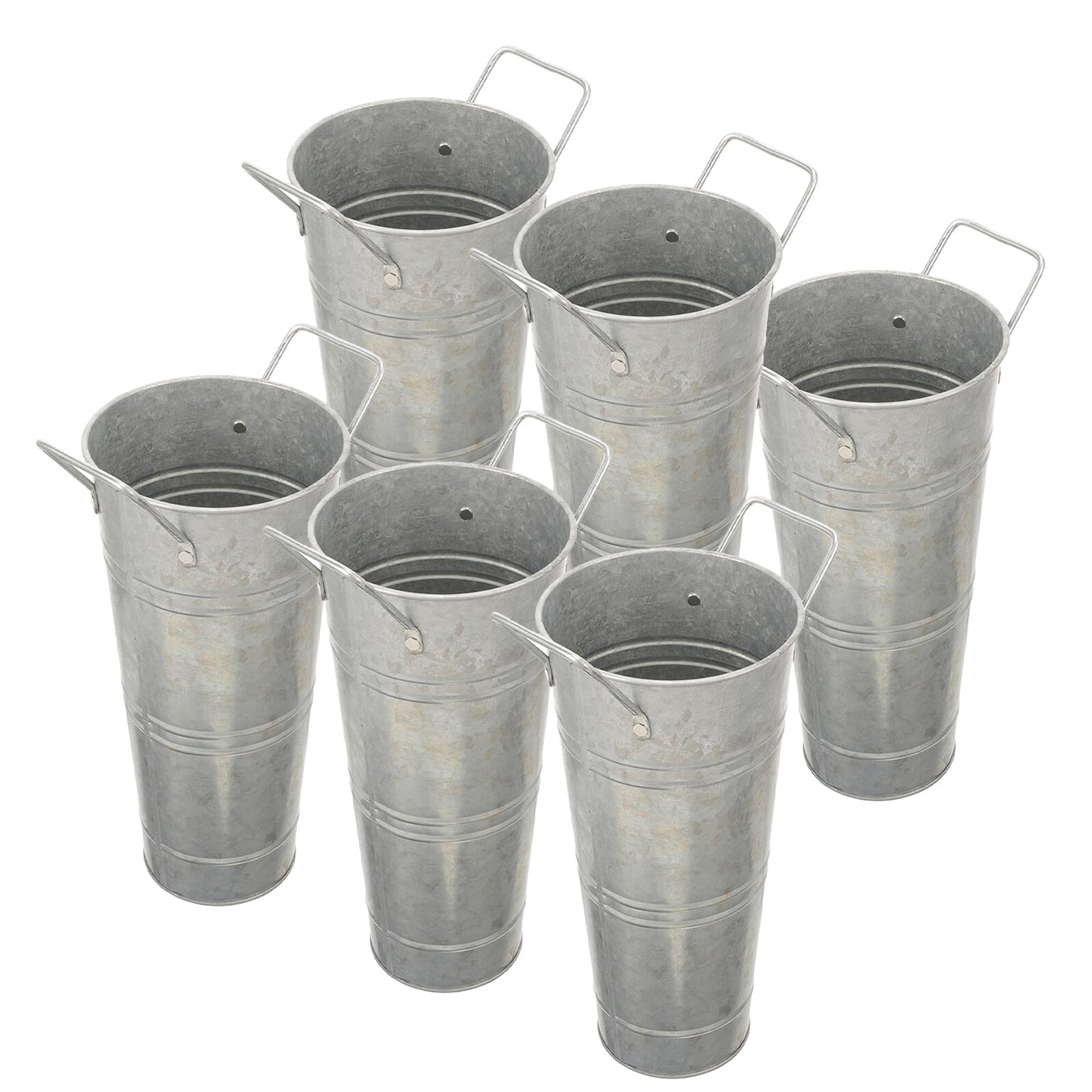 Vases seaux à fleurs en fer galvanisé 25 cm pots métalliques résistants pour centre de table
