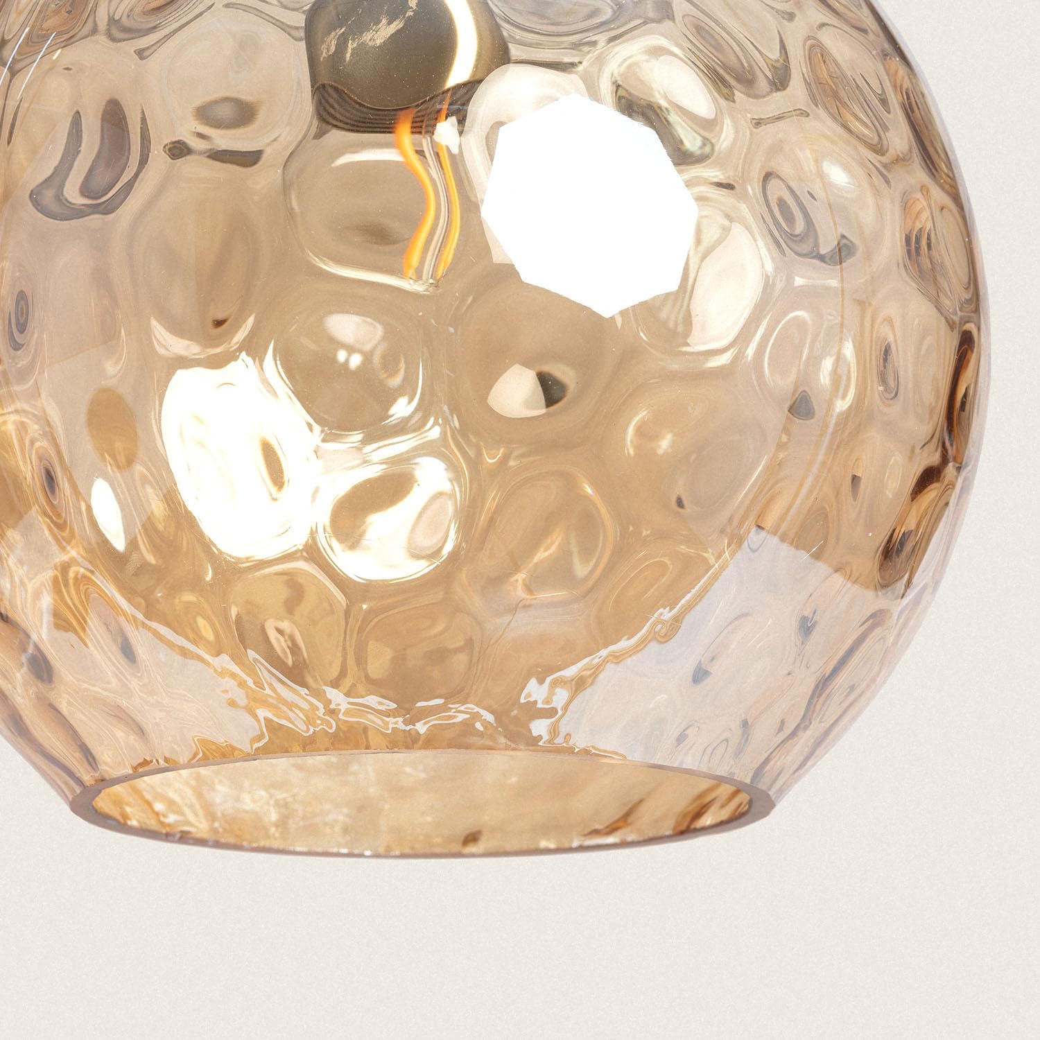LEDKIA Lampada a Sospensione Vetro Cornelio Ambra | Design Elegante Anni '20 | Compatibile con Lampadine E27 | Metallo e Vetro Resistente | Per Cucina, Soggiorno