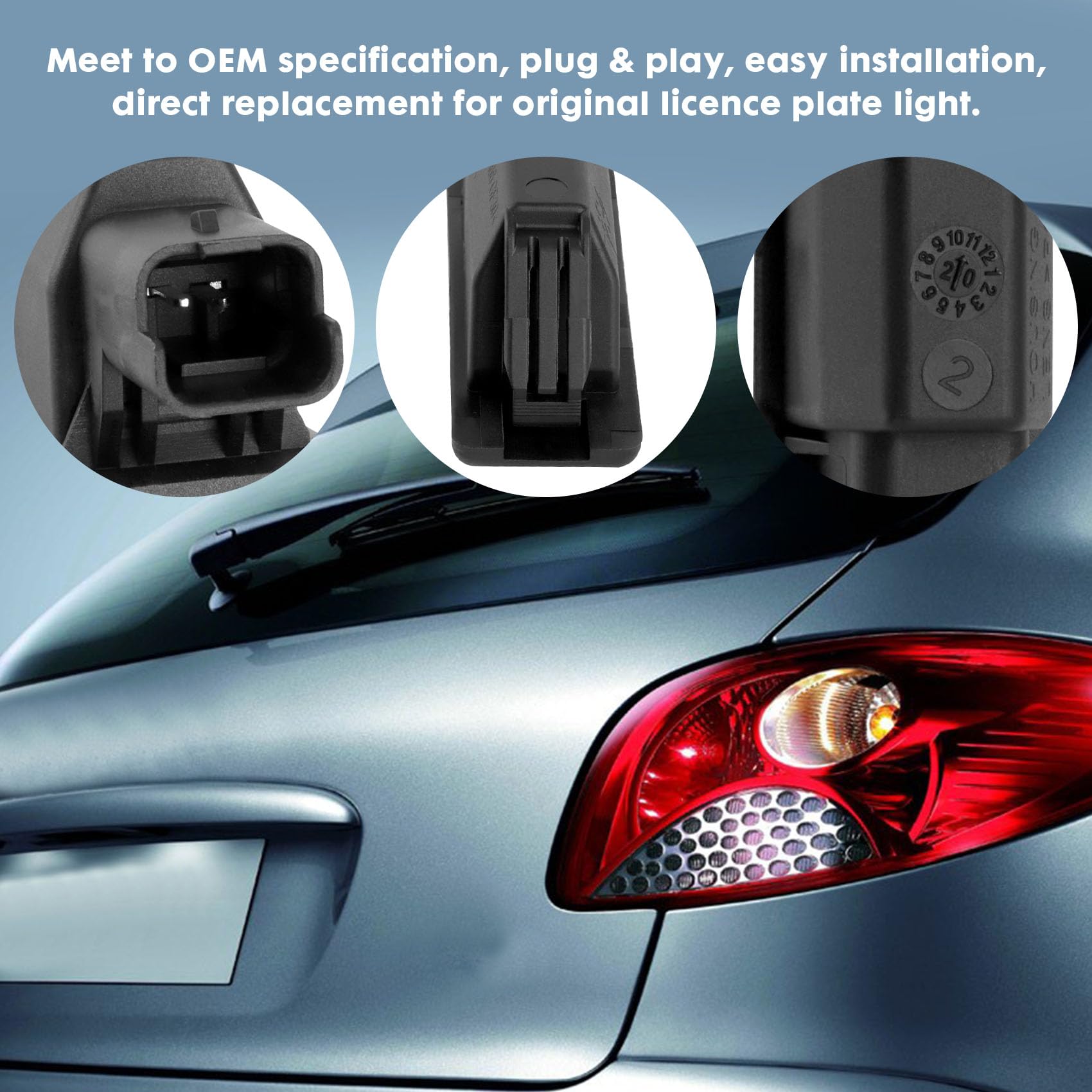 6340F0 Lampade targa, 3200 K Luce targa di ricambio per Peugeot 207 CC 208 2008 308 3008 508 5008 Citroen C3 C4 C5, sostituire 6340G3 9682403680 9661480980