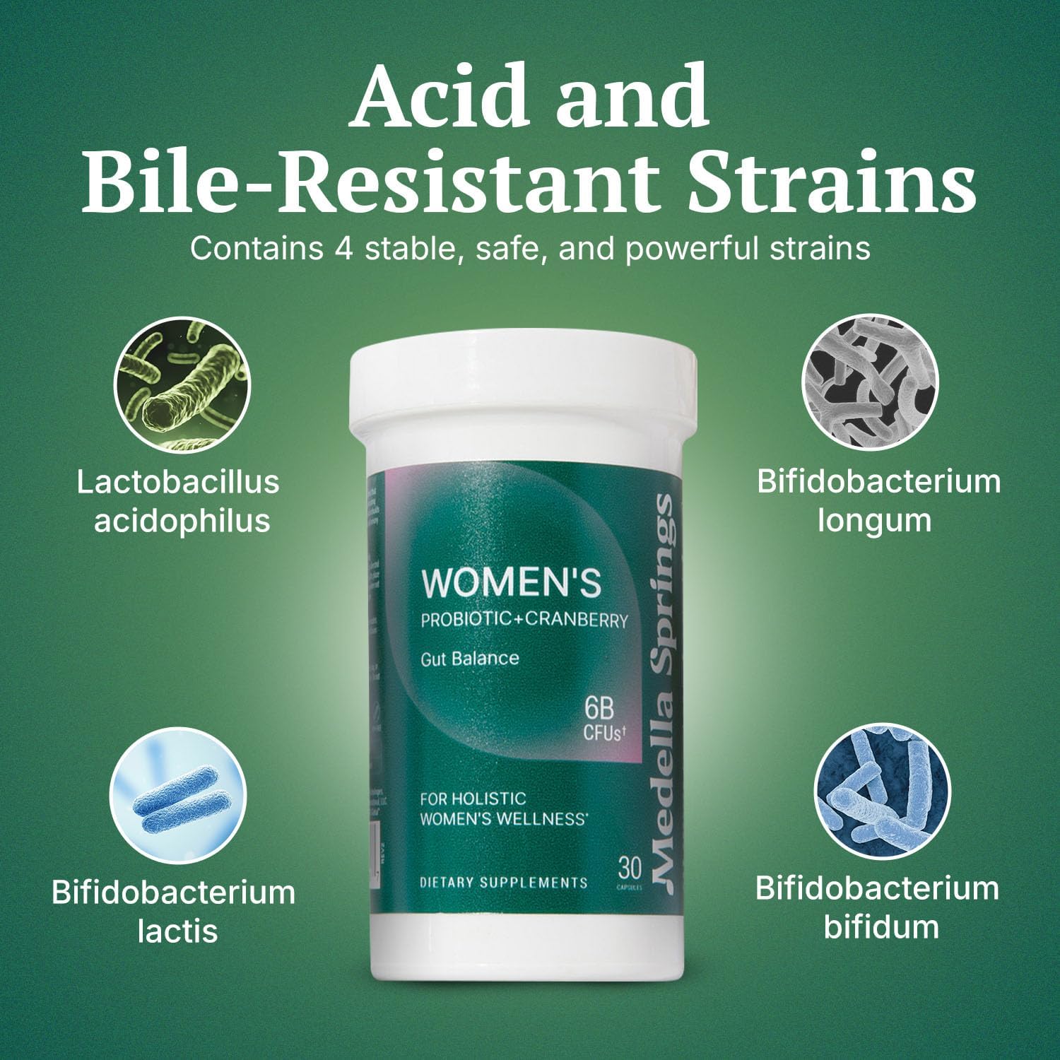 Women Probiotics w/ Prebiotics & Cranberry - Probiotics for Vaginigal Health, 6 Billion CFU, 4-Strain (Including Bifidobacterium Longum & Lactis) Prebiotic Probiotic for Vaginal Health