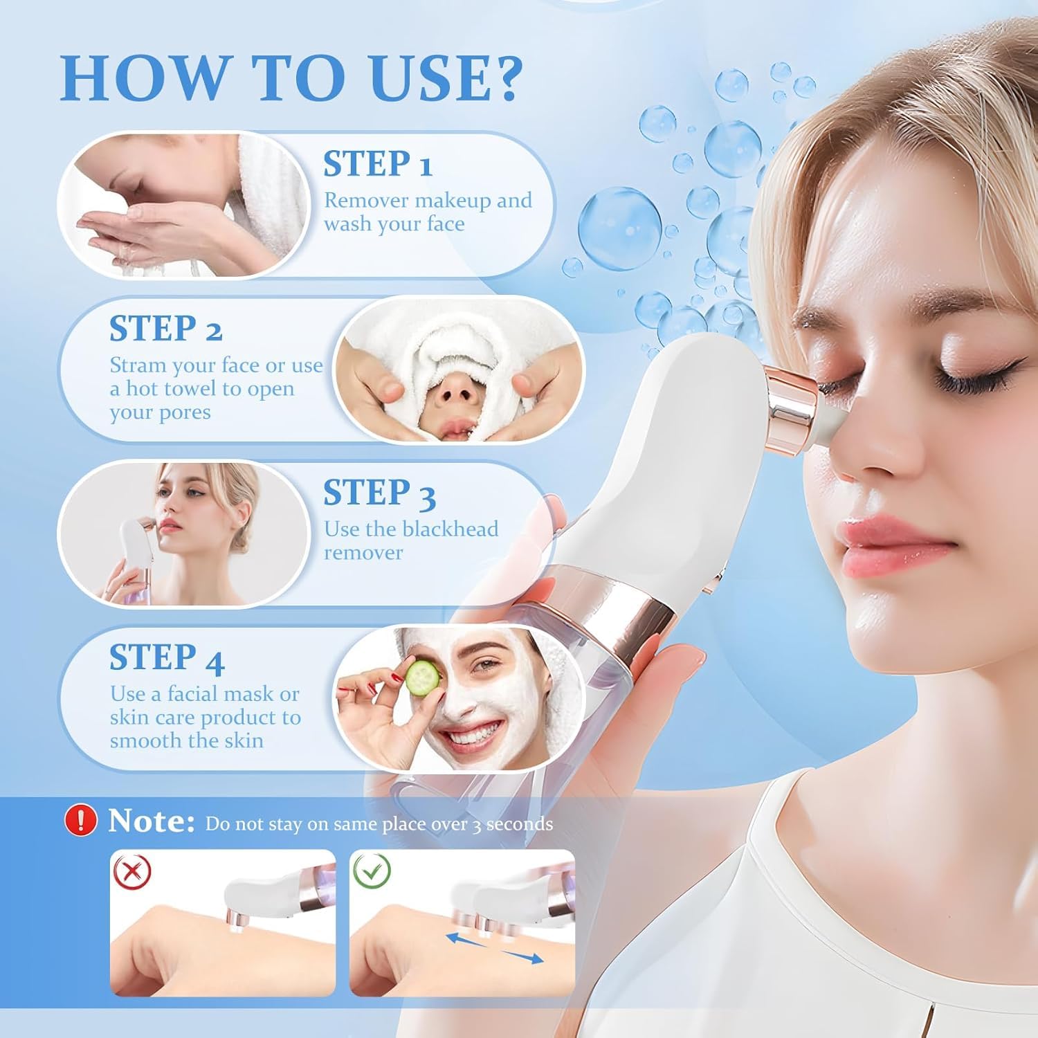 Aspirateur Point Noir Extracteur de Comédons Nettoyage des Pores avec 6 Sondes 3 Modes, Professionnel Extracteur de Point Noir Electrique Tire Nettoyant de Pores Soin Visage